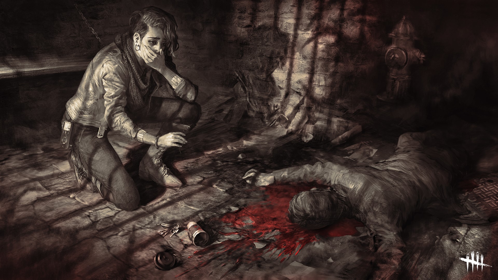 Dead by Daylight art: Survivor and victim HD Wallpaper