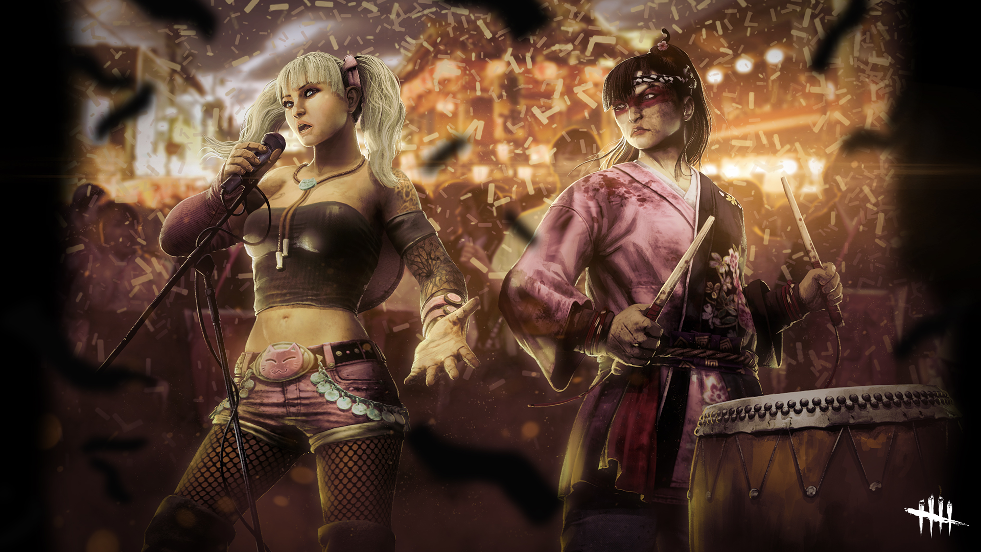 Two women performing on stage in Dead by Daylight HD Wallpaper