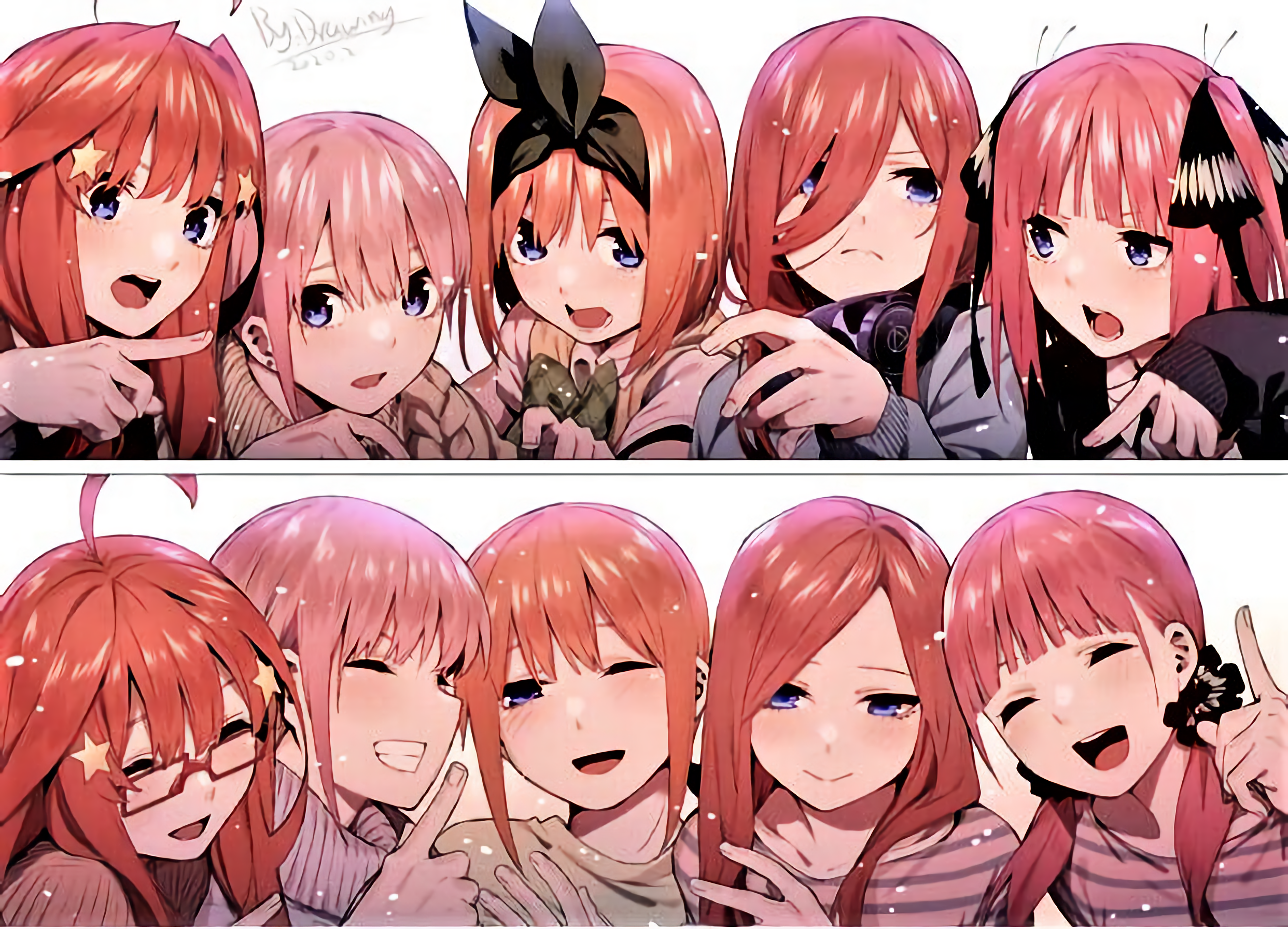 The Quintessential Quintuplets collage HD Wallpaper