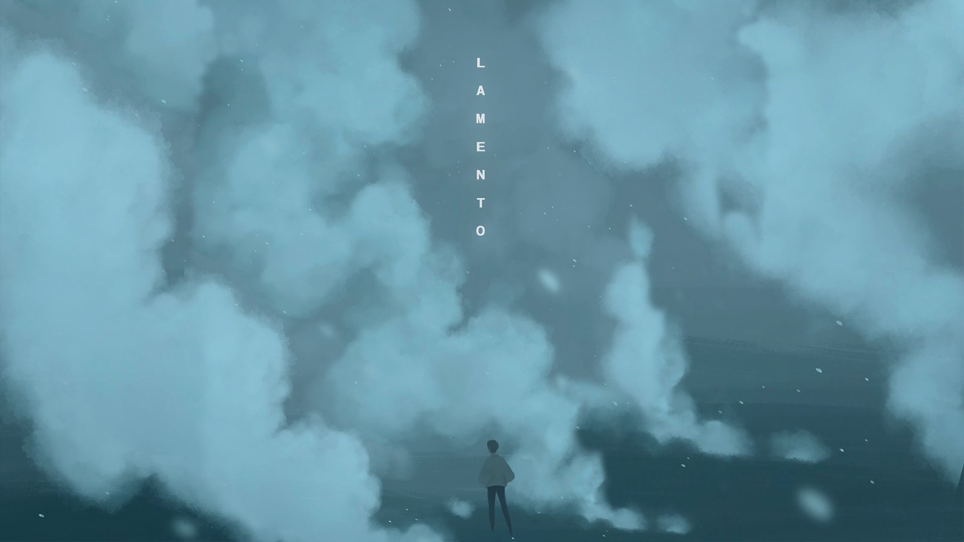 Lamento artwork with person in clouds HD Wallpaper