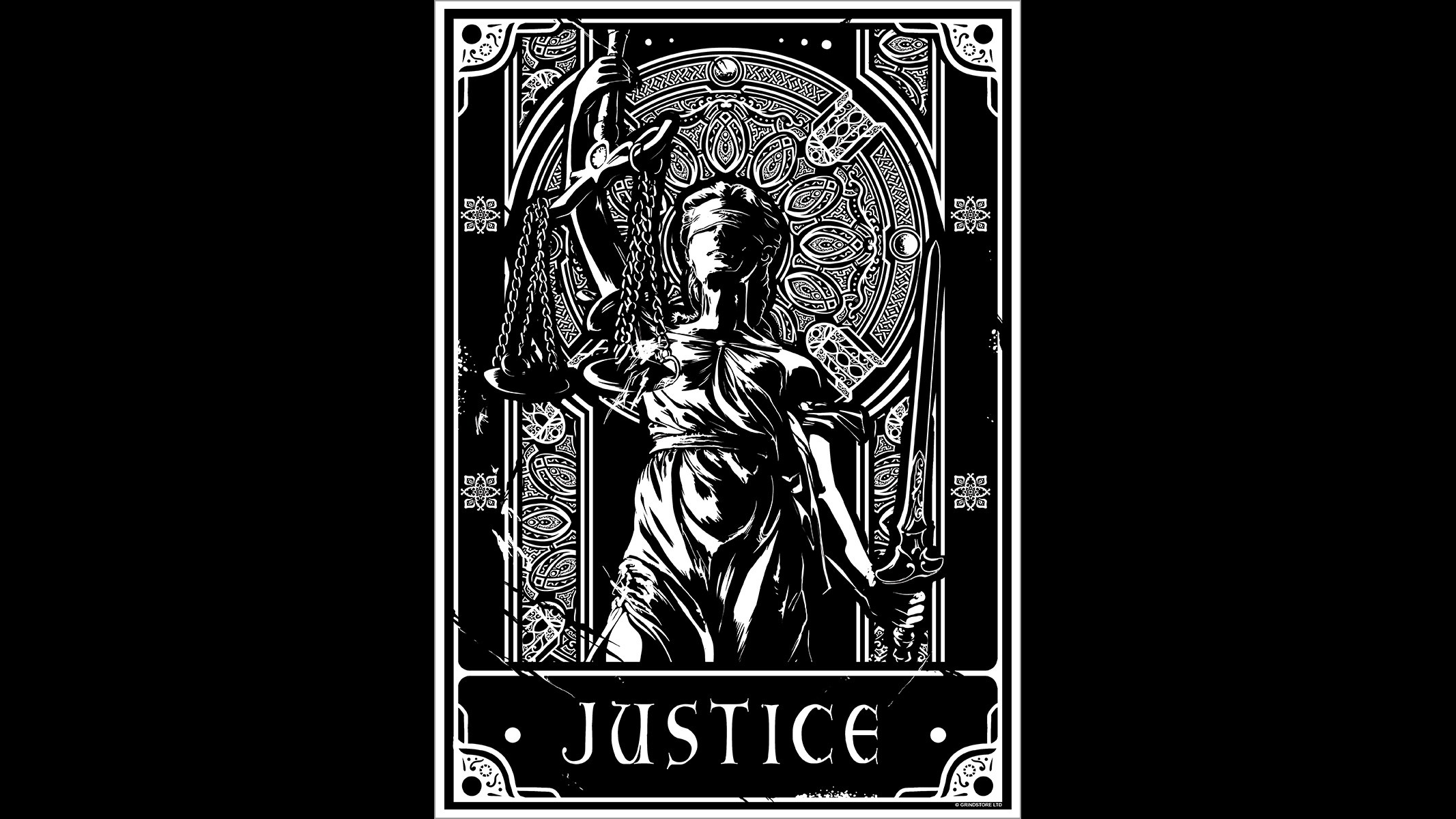 Justice Tarot Card with Scales and Sword HD Wallpaper
