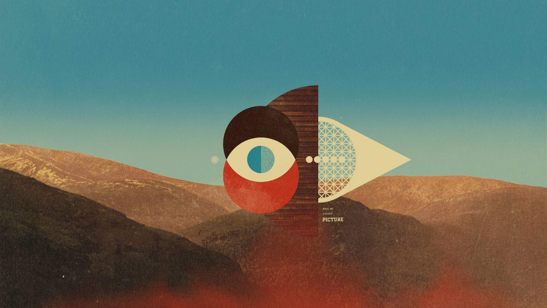Abstract Eye Collage Over Mountain Landscape HD Wallpaper