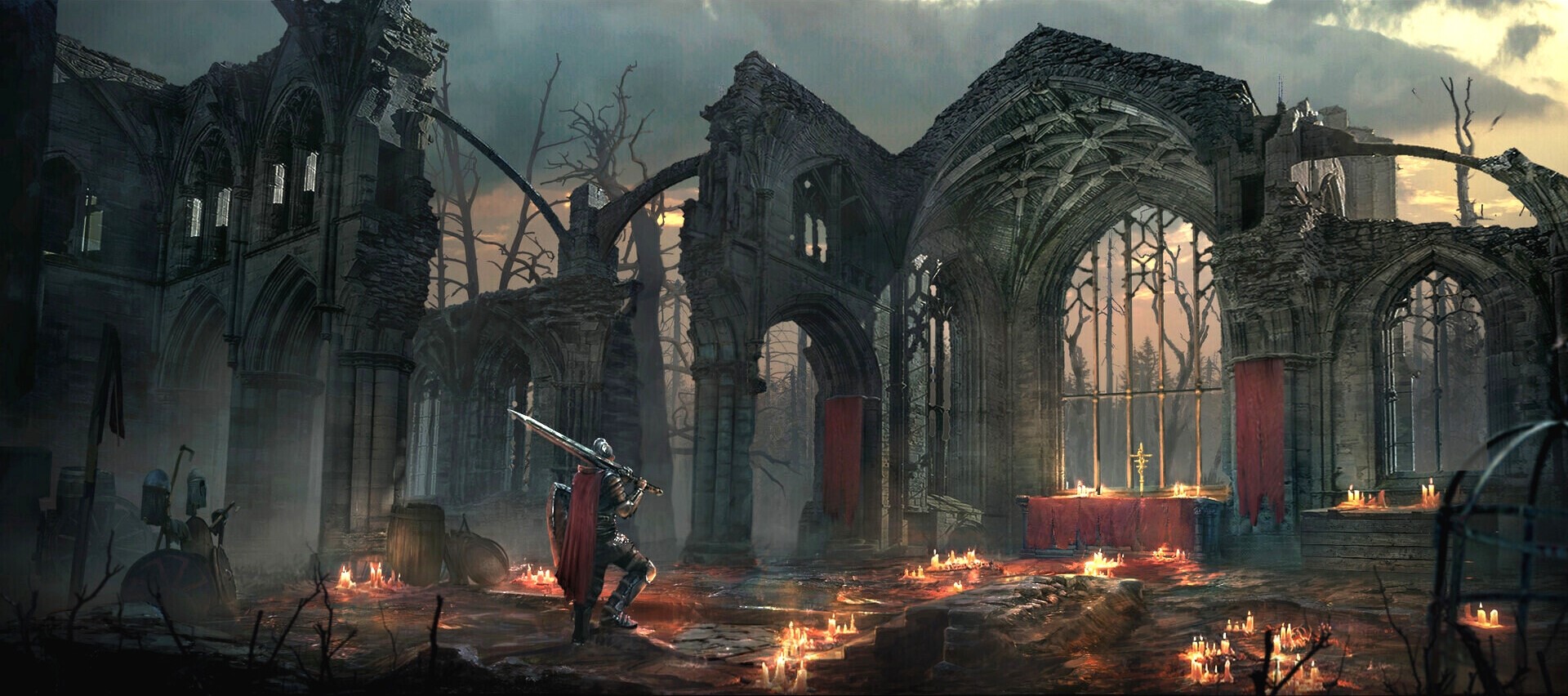 Knight in ruined church from Dark Souls HD Wallpaper