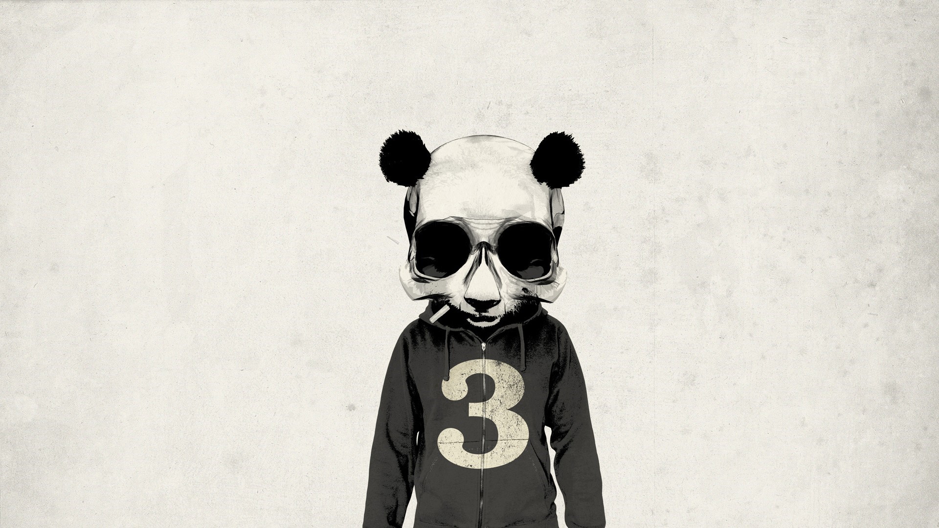 Panda skull wearing hoodie with number 3 HD Wallpaper