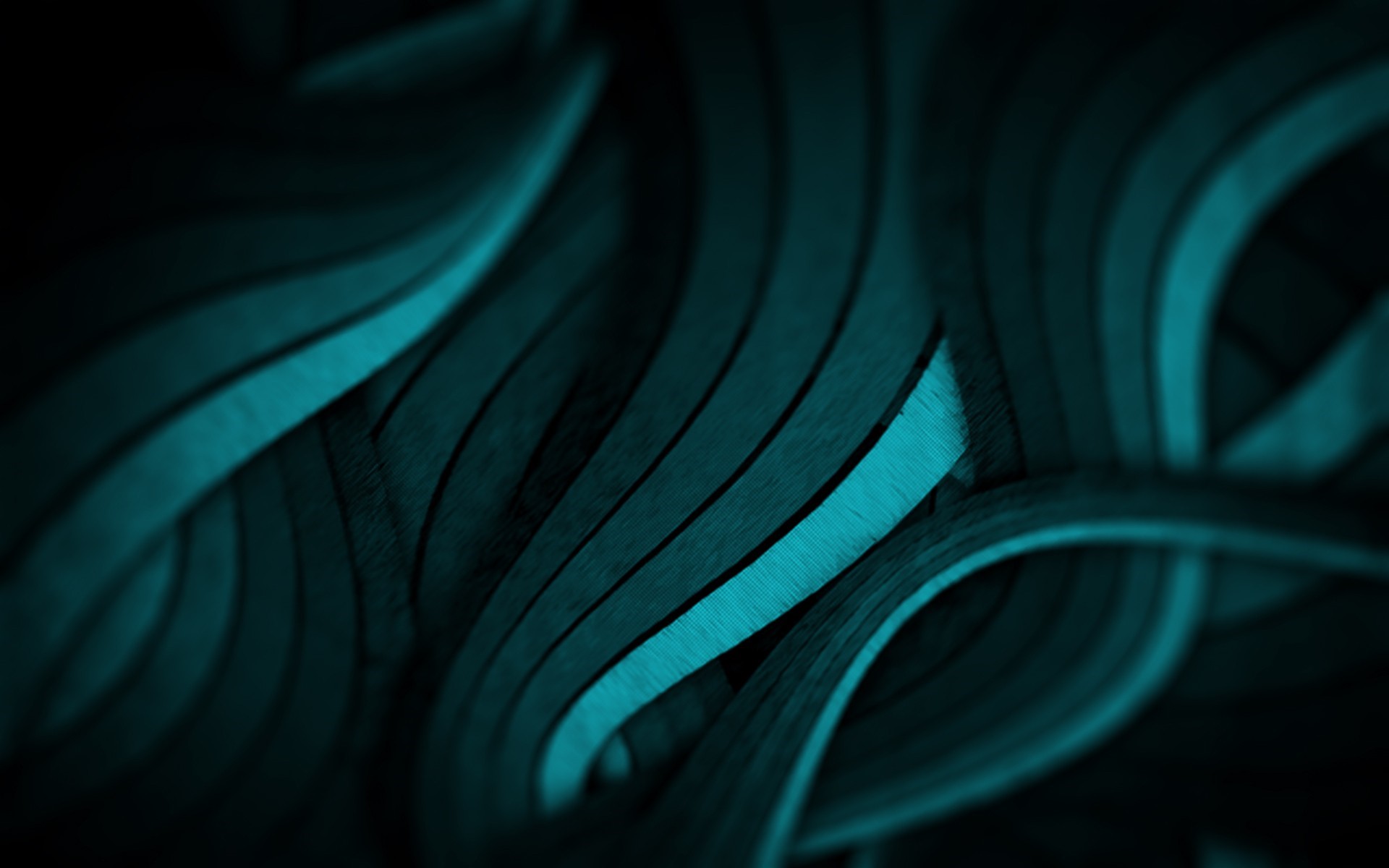Abstract Teal and Dark 3D Ribbons HD Wallpaper