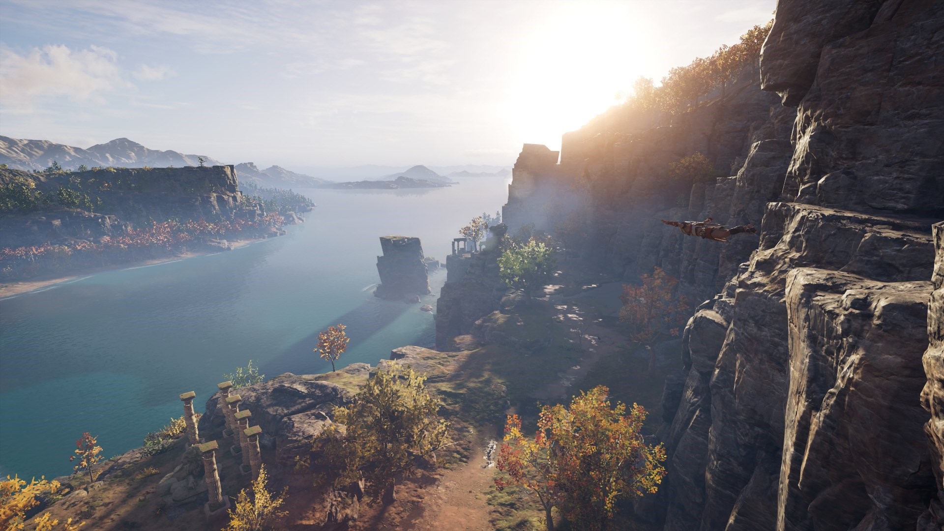 Kassandra from Assassin's Creed Odyssey on a cliffside HD Wallpaper