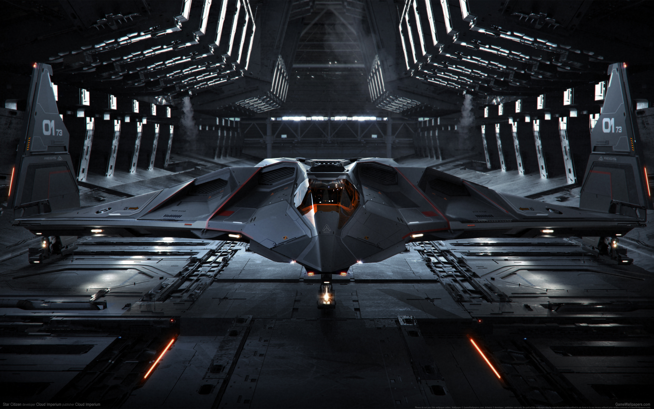 Aegis Eclipse Star Citizen spaceship in hangar HD Wallpaper