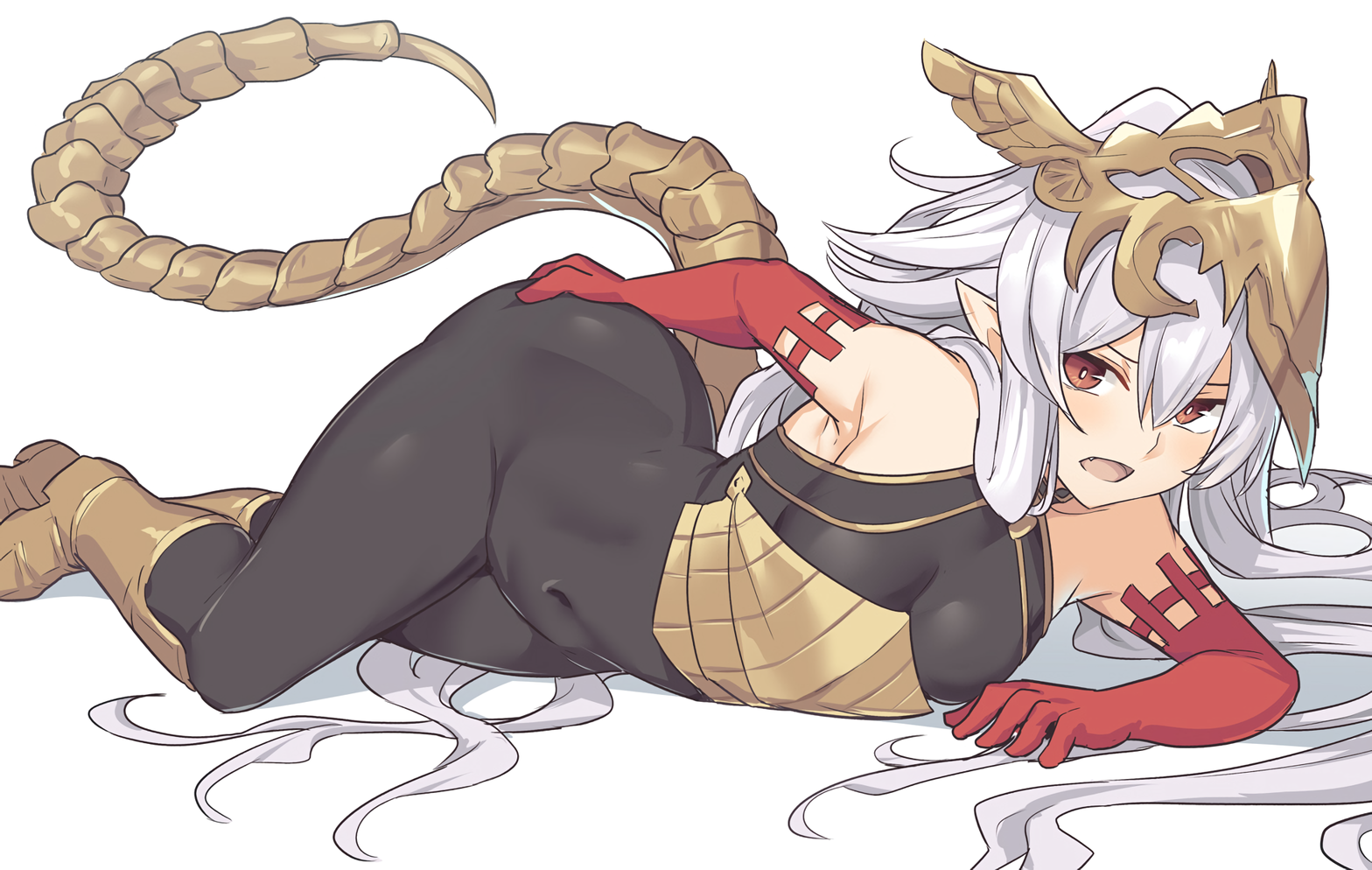 Character from Granblue Fantasy with tail and armor HD Wallpaper