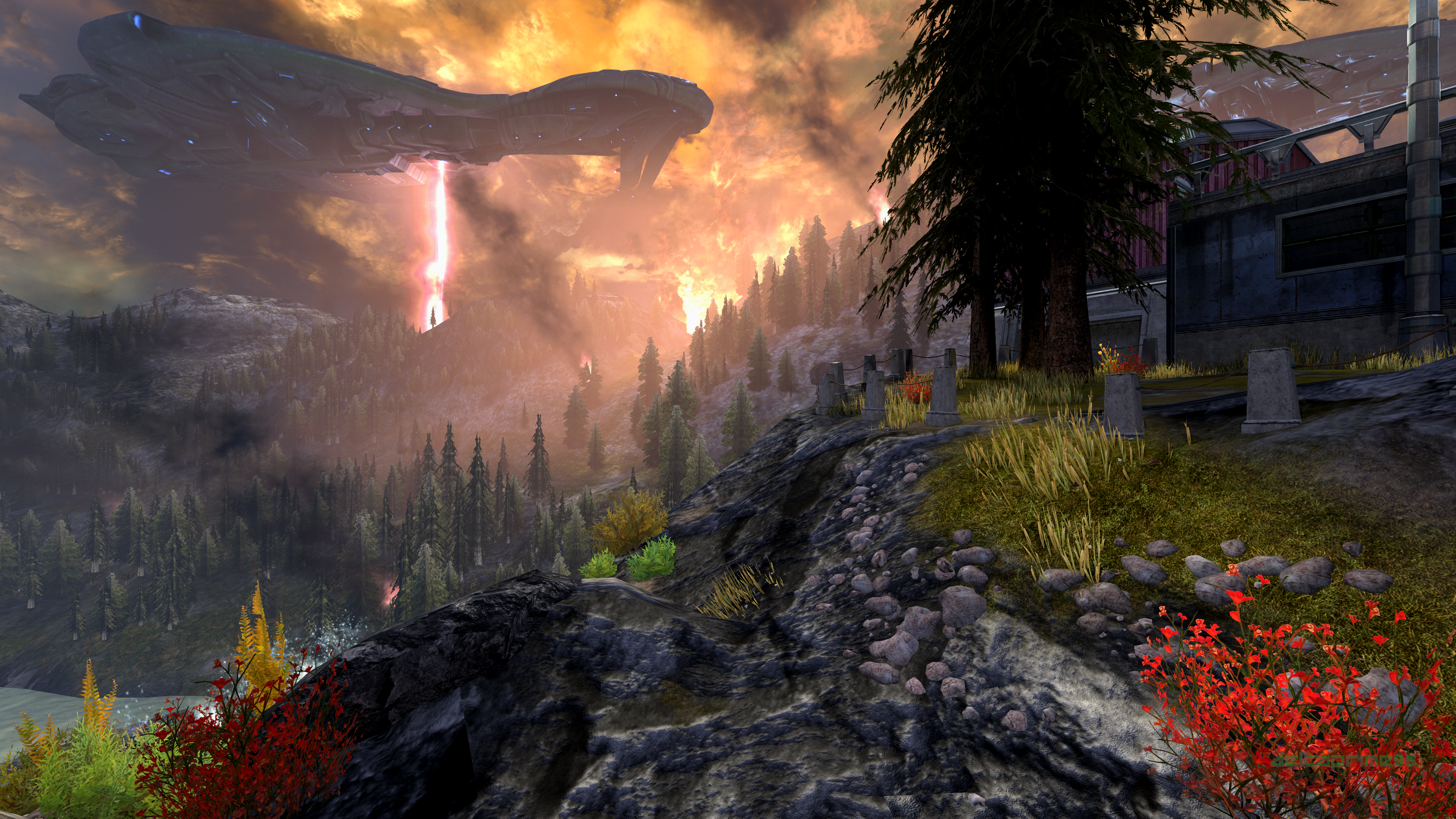 Halo Reach: Covenant Battlecruiser Glassing Planet Reach HD Wallpaper