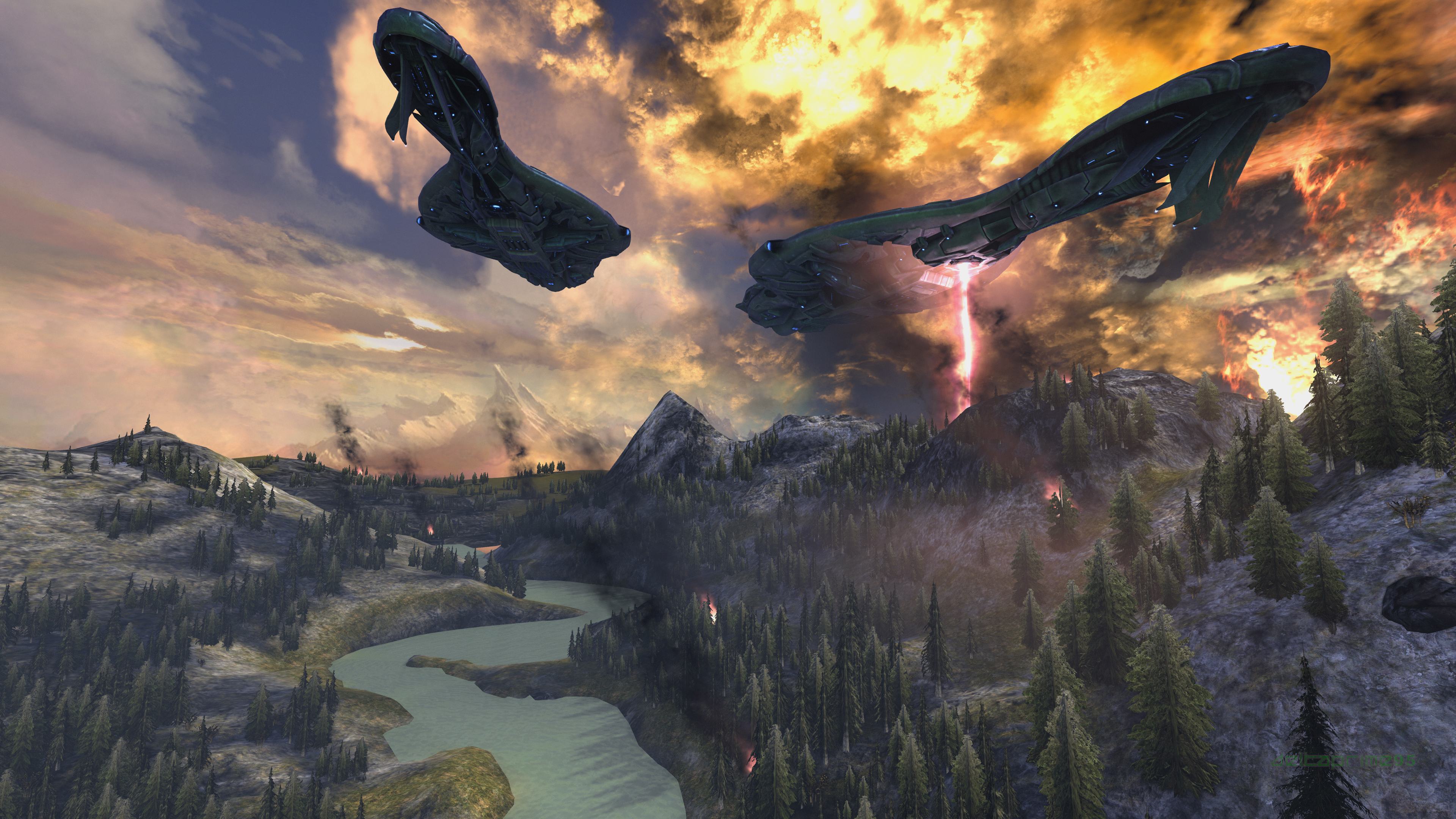 Halo Reach Covenant Battlecruisers Glassing Planet Reach HD Wallpaper
