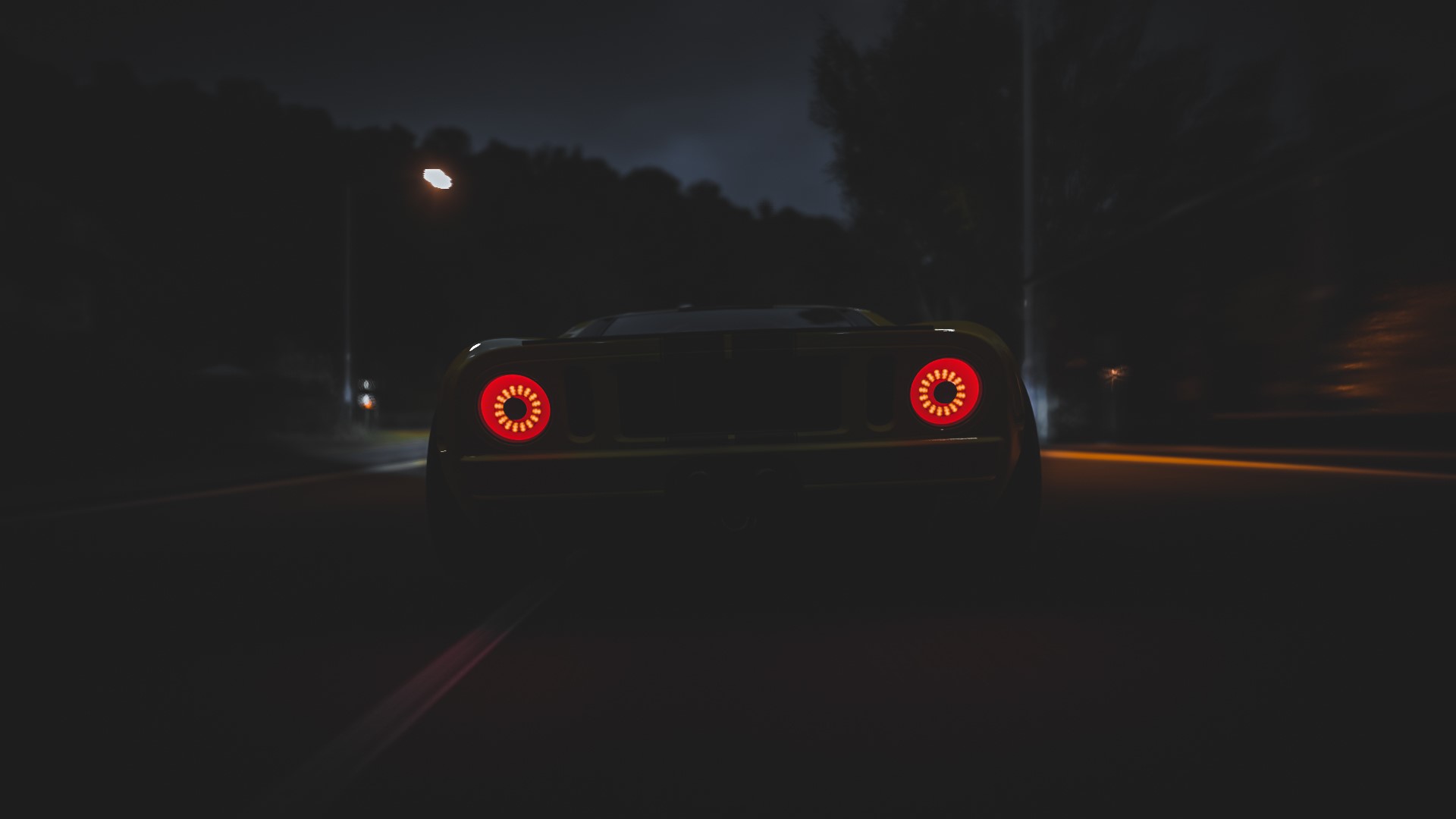 Ford GT mk I taillights on a road at night HD Wallpaper