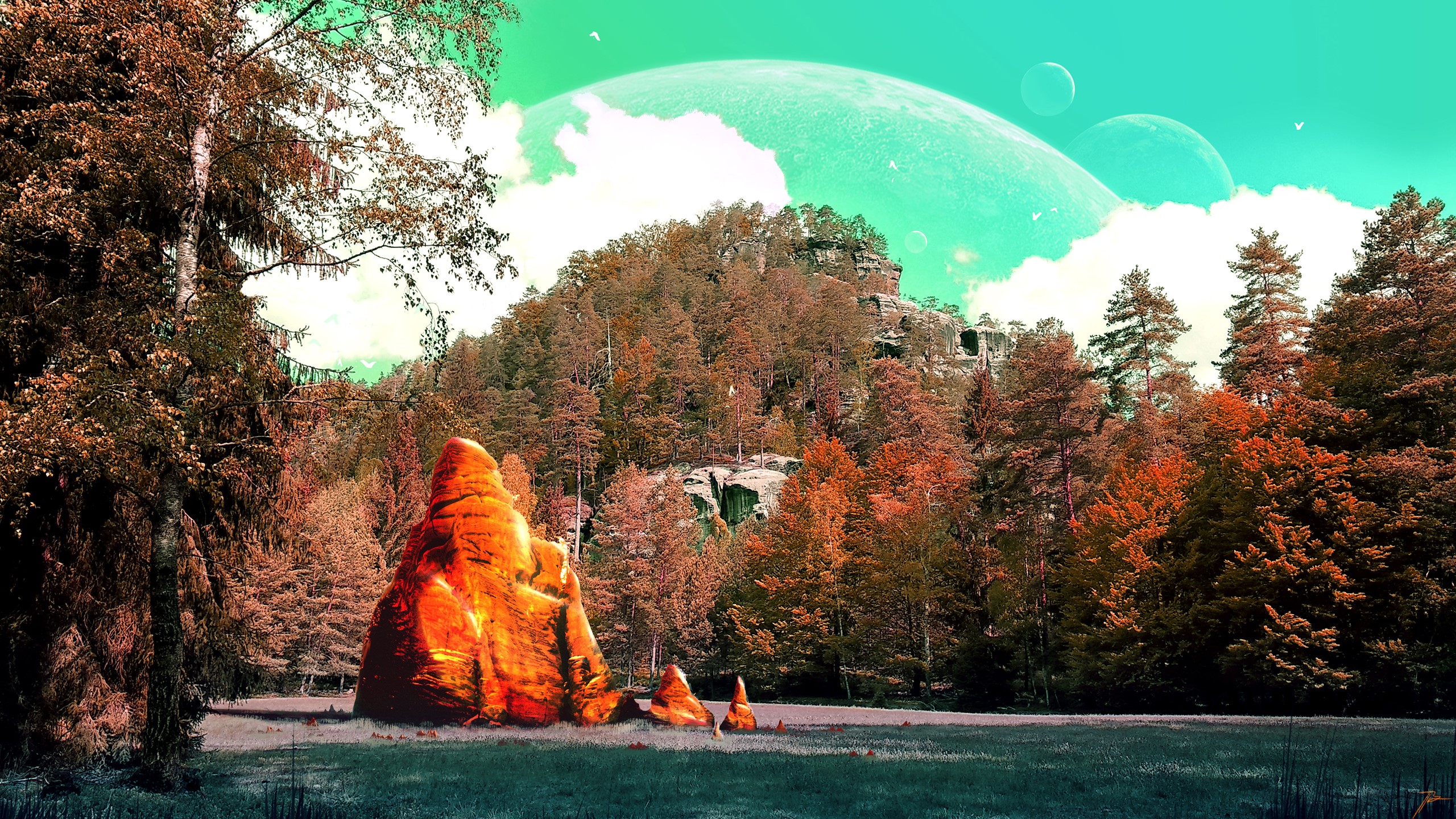No Mans Sky NEXT landscape with planets HD Wallpaper