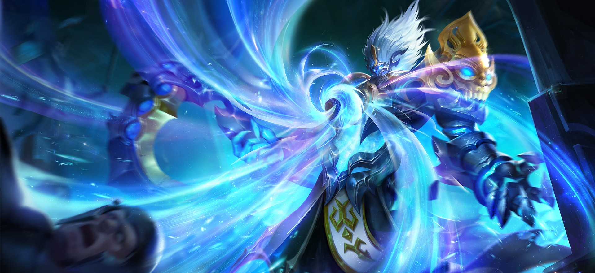 Fantasy warrior with blue energy vortex HD Wallpaper