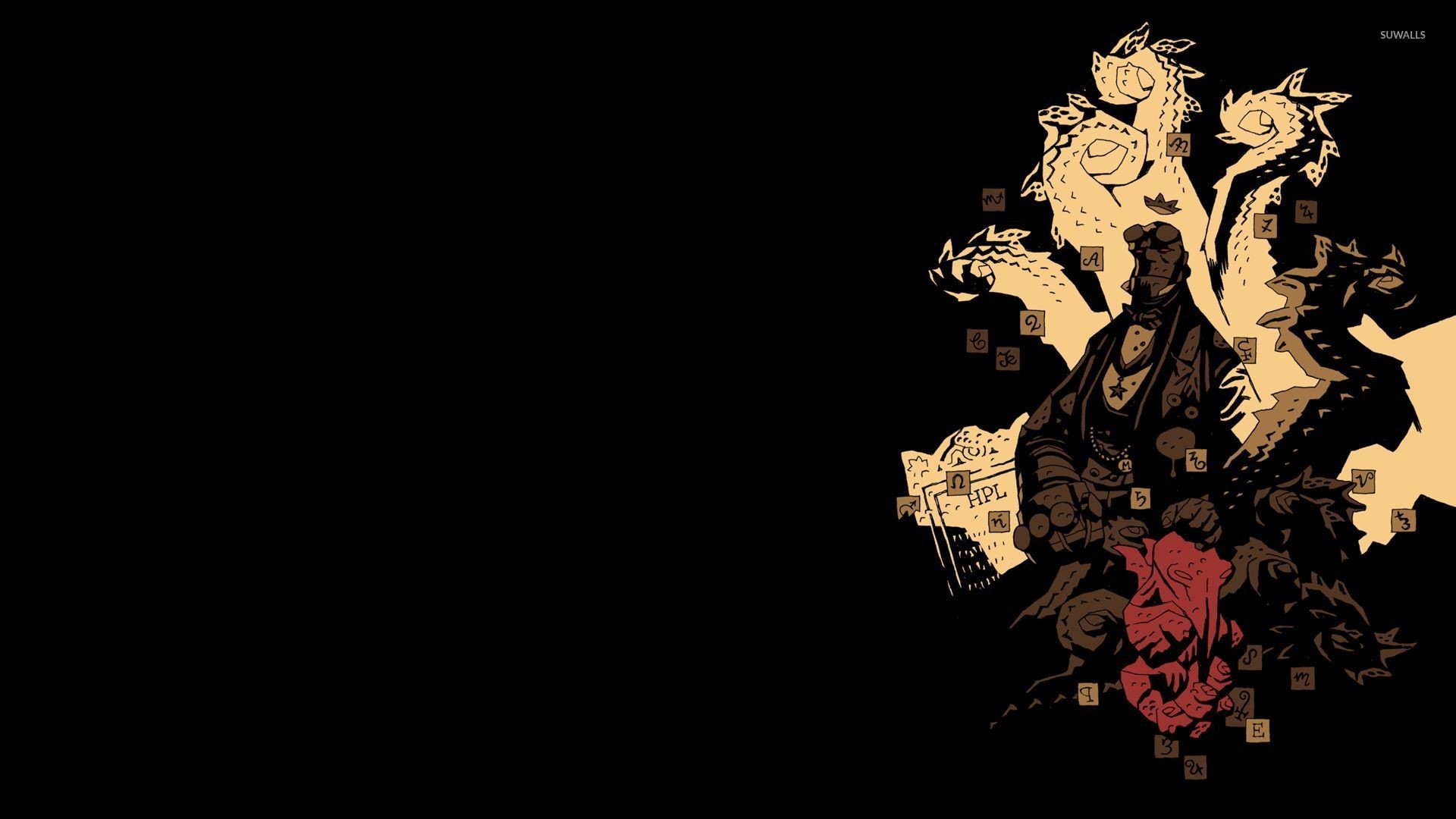 Hellboy with hydra and occult symbols HD Wallpaper
