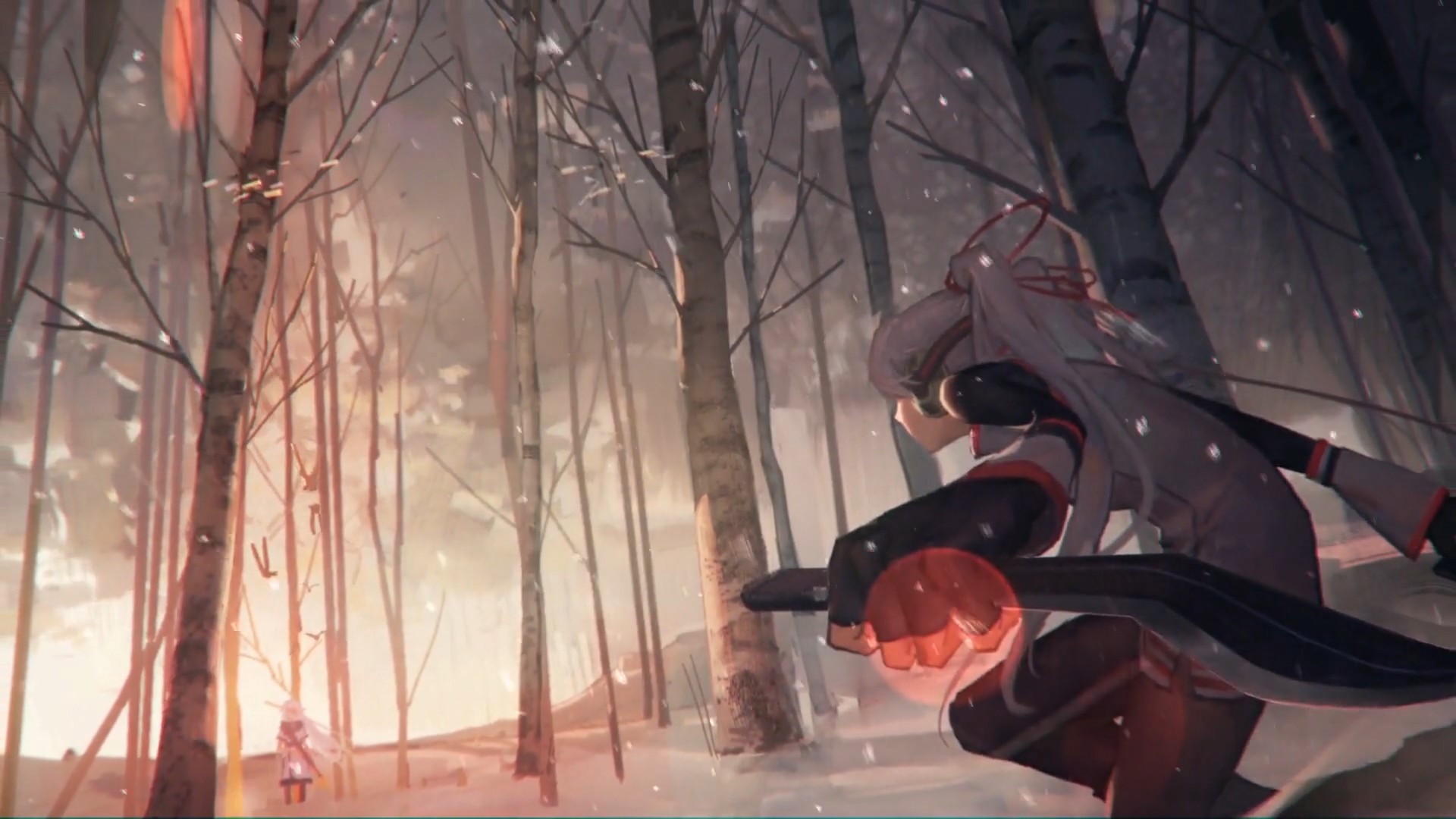Kukri from Reverse Collapse: Code Name Bakery in a snowy forest HD Wallpaper