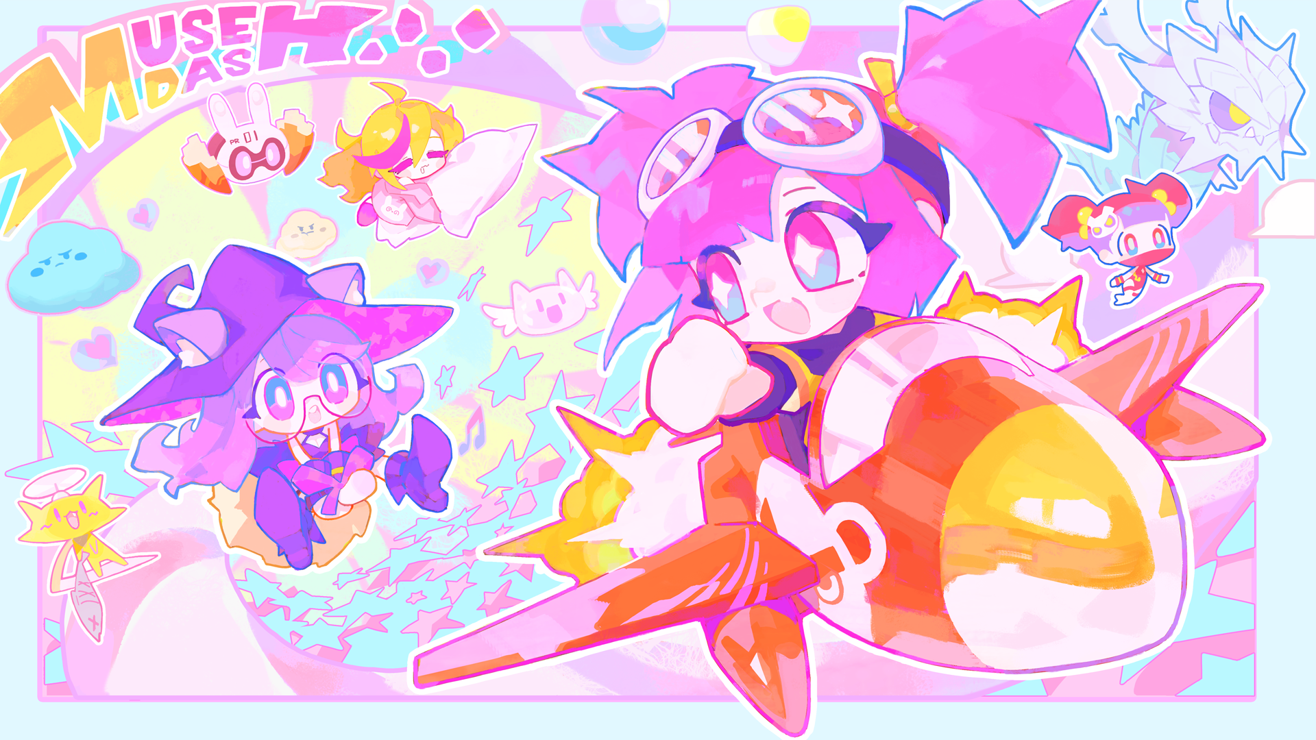 Characters from Muse Dash in a colorful anime style HD Wallpaper