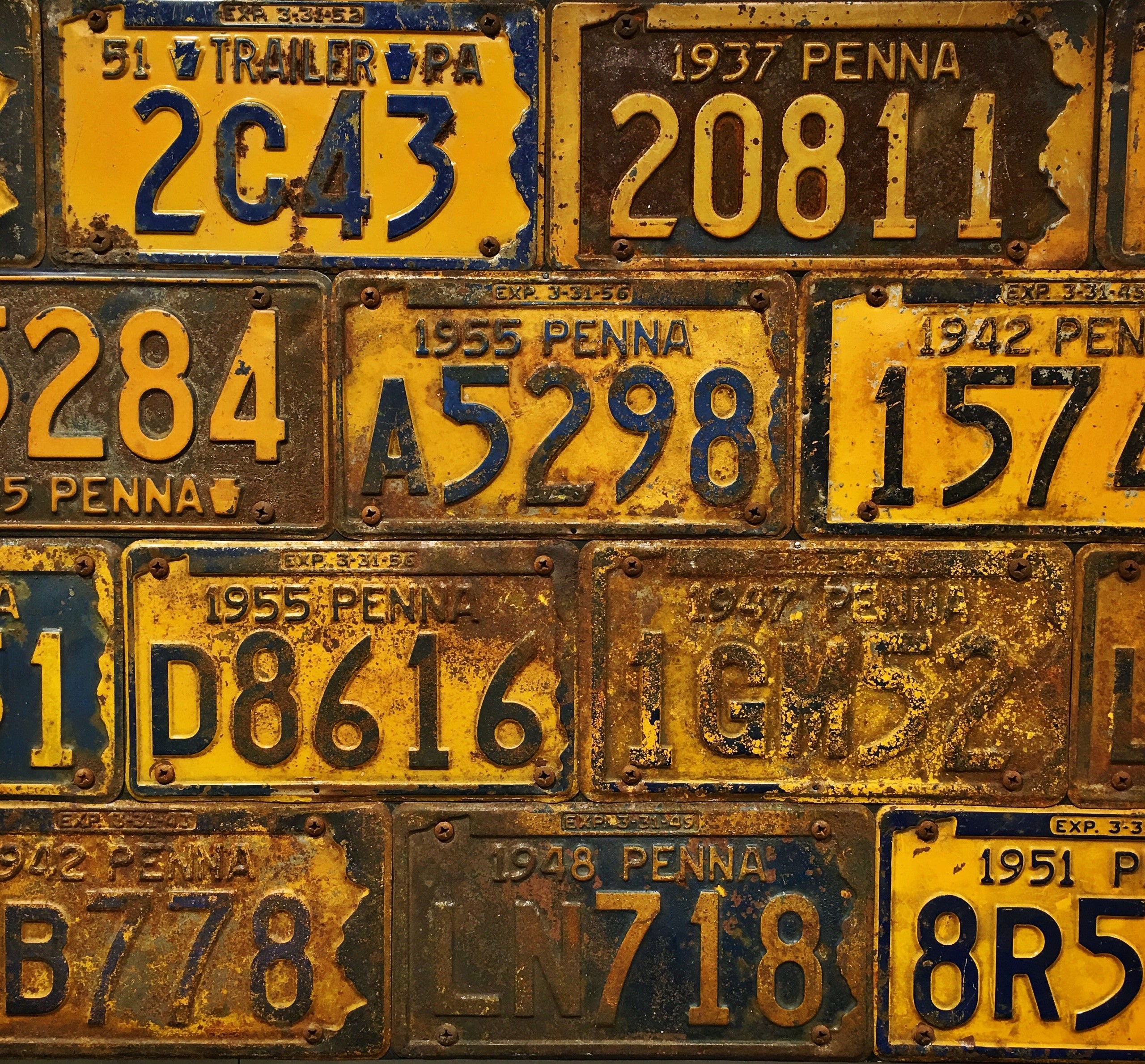 Collection of Rusty Pennsylvania License Plates HD Wallpaper