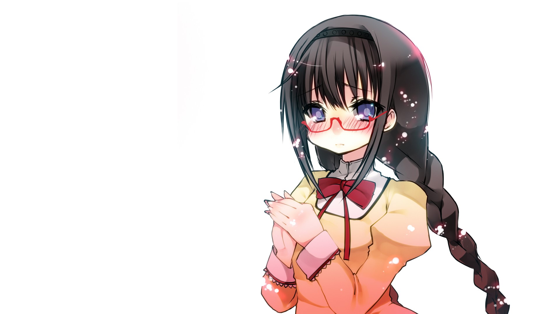 Akemi Homura from Mahou Shoujo Madoka Magica with red glasses HD Wallpaper