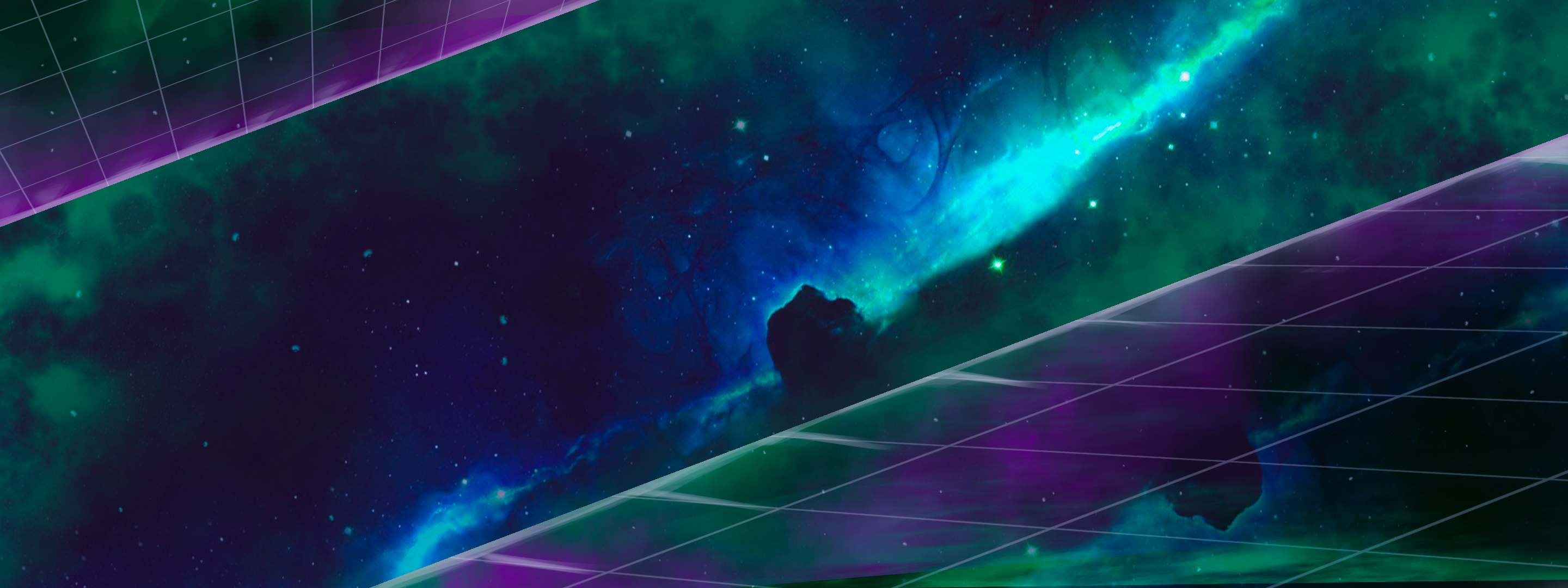 Cosmic nebula with grid overlay HD Wallpaper
