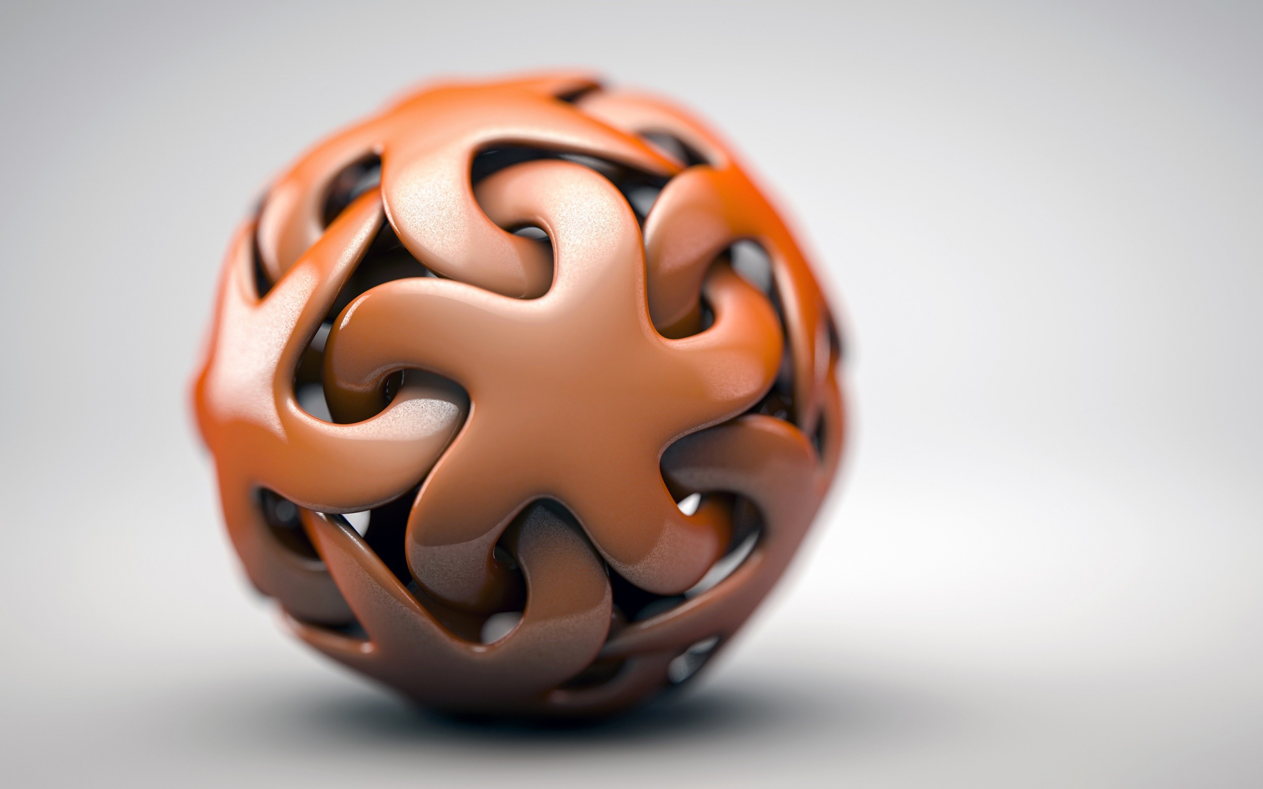 Orange abstract sphere on a white background HD Wallpaper