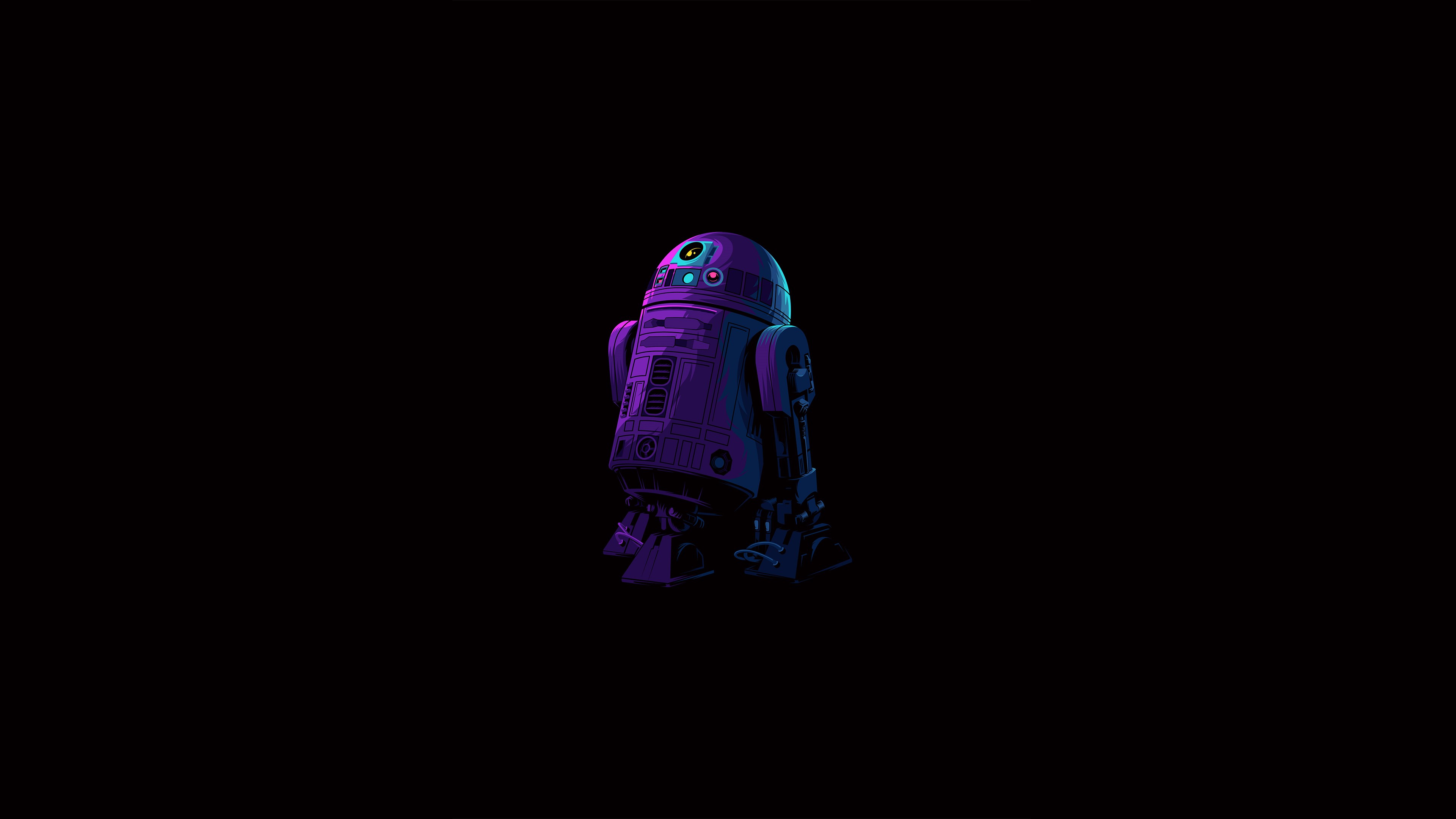 R2-D2 illustration on black background HD Wallpaper