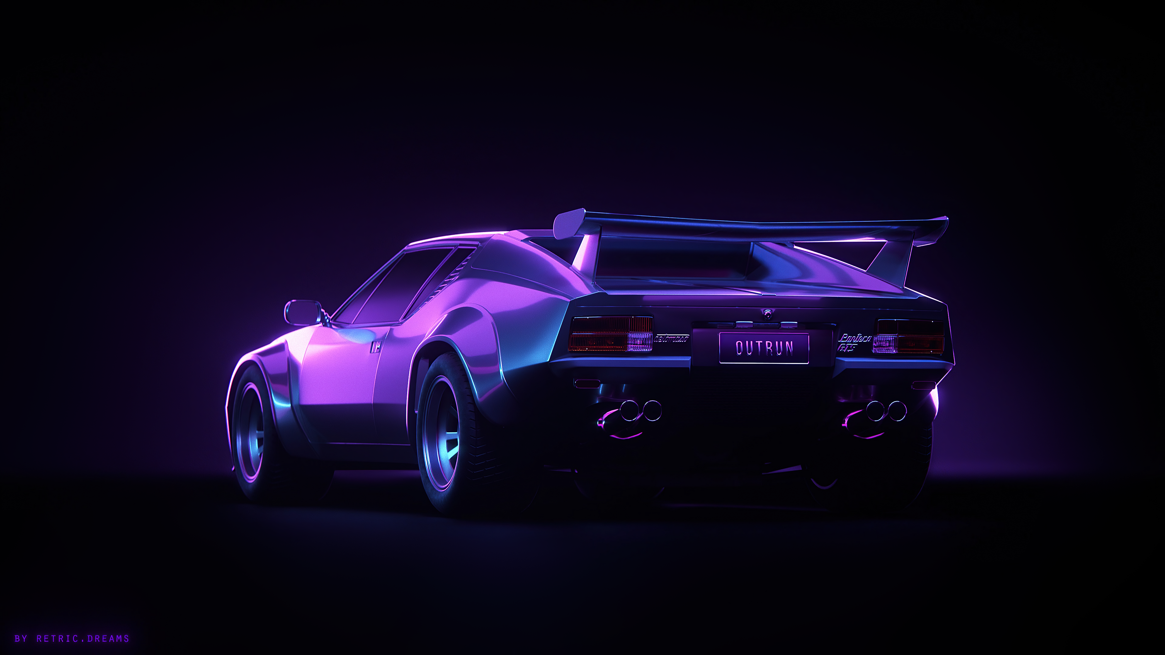 4K Outrun Synthwave Car Artwork HD Wallpaper