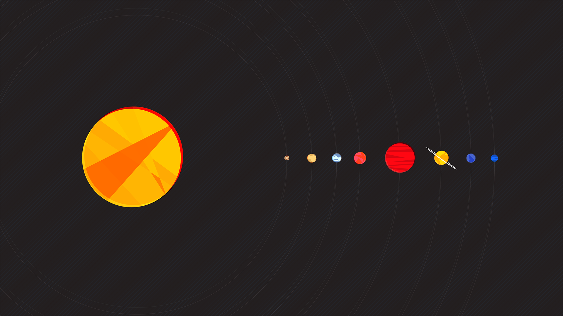 Minimalist Solar System with Sun and Planets HD Wallpaper