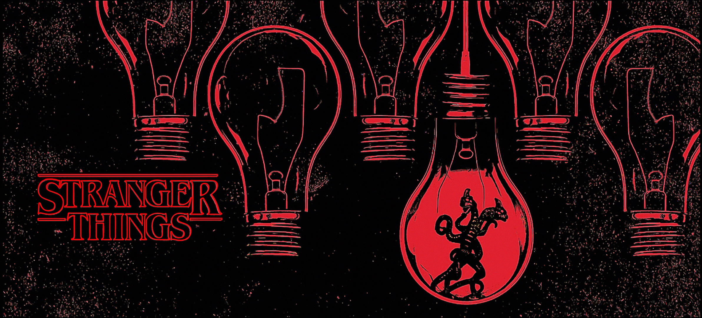 Stranger Things logo with Demogorgon in a light bulb HD Wallpaper