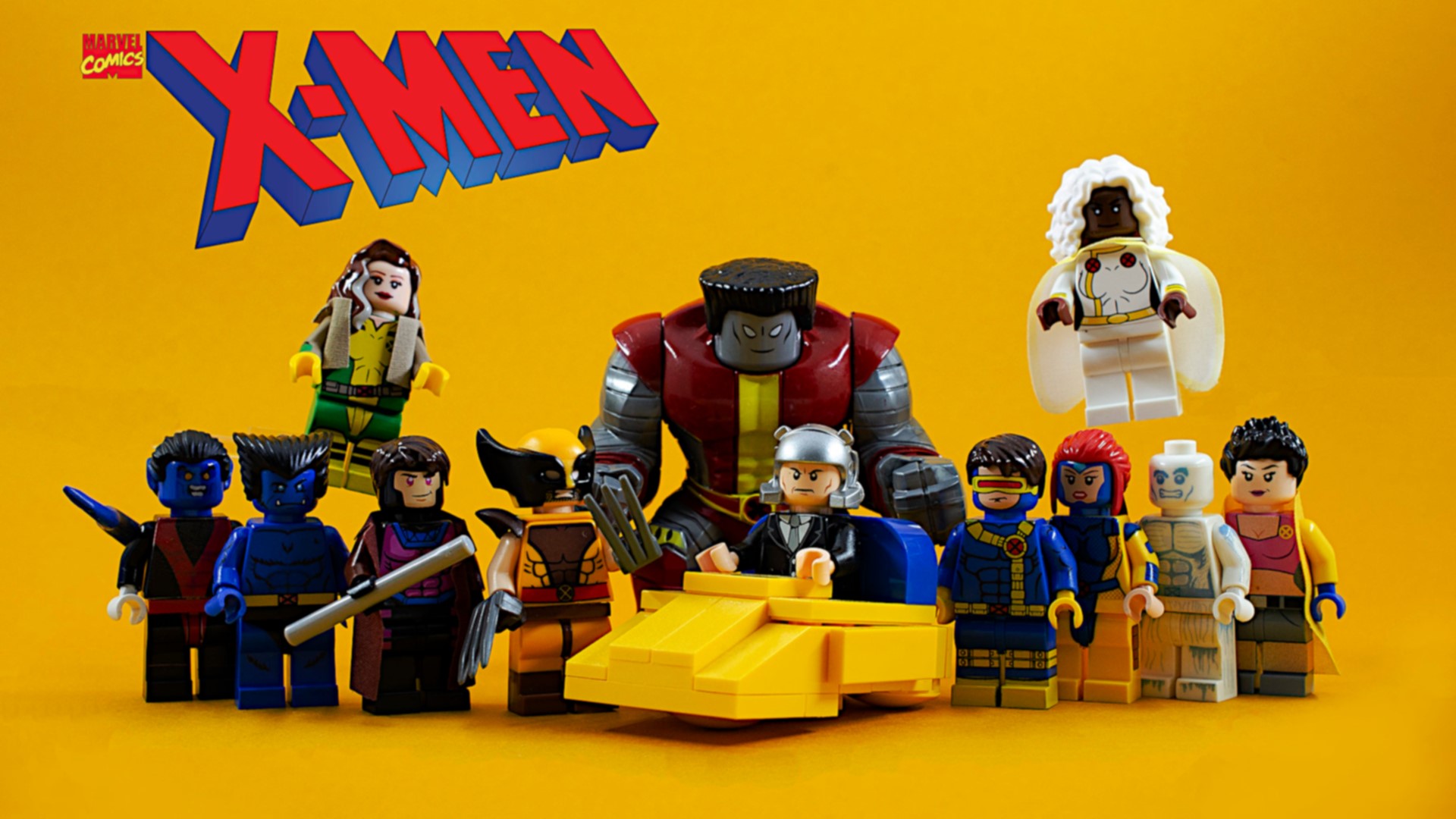 LEGO X-Men characters with Marvel Comics logo HD Wallpaper