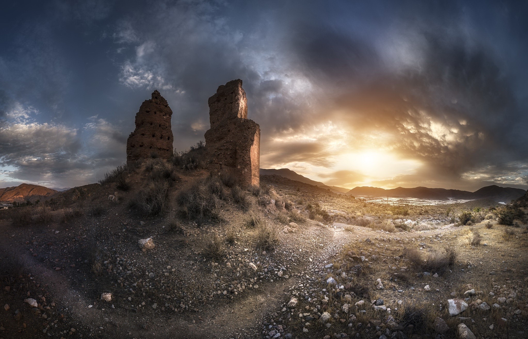 Ruins in Andalusia at sunset HD Wallpaper