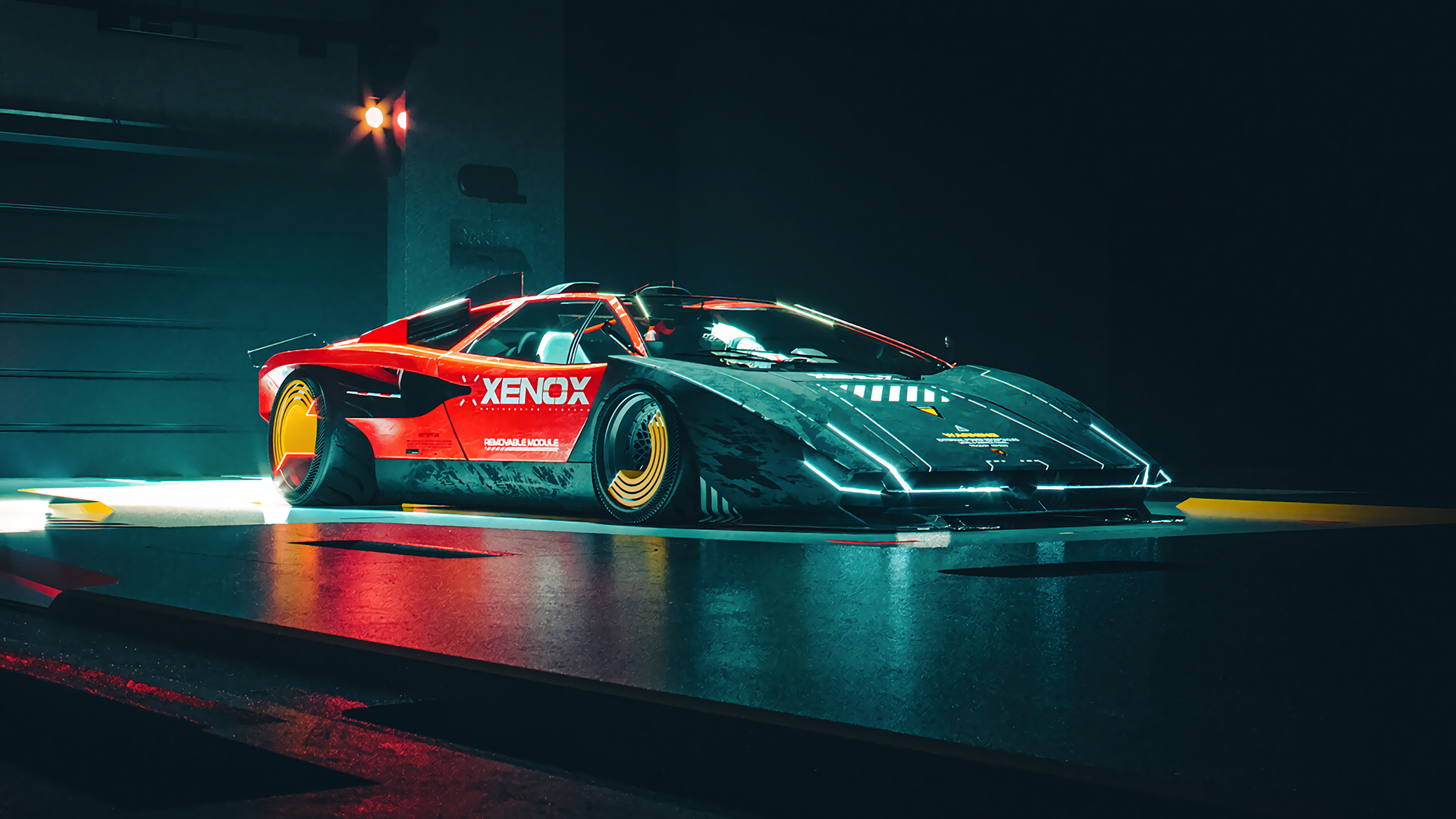 Cyberpunk Lamborghini Countach by Khyzyl Saleem HD Wallpaper