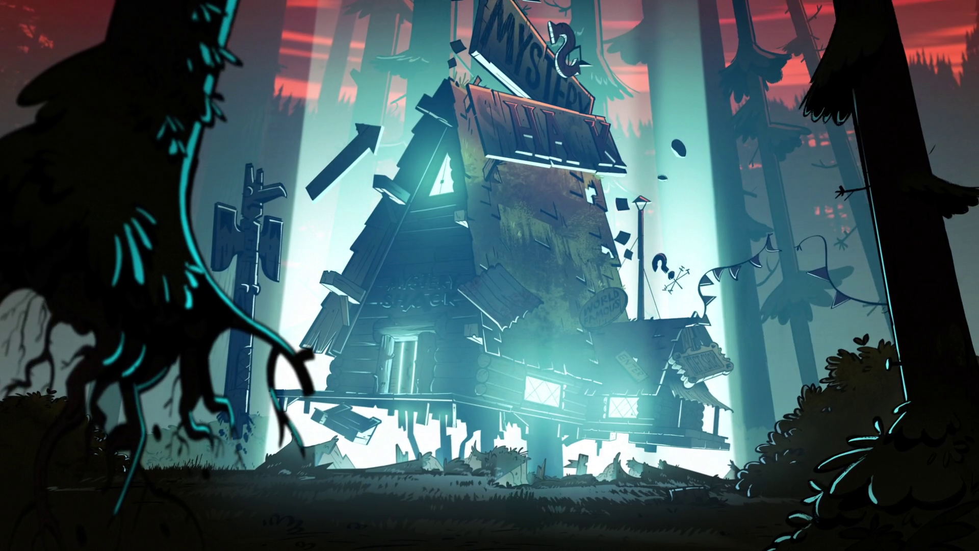 Gravity Falls Mystery Shack in a forest HD Wallpaper