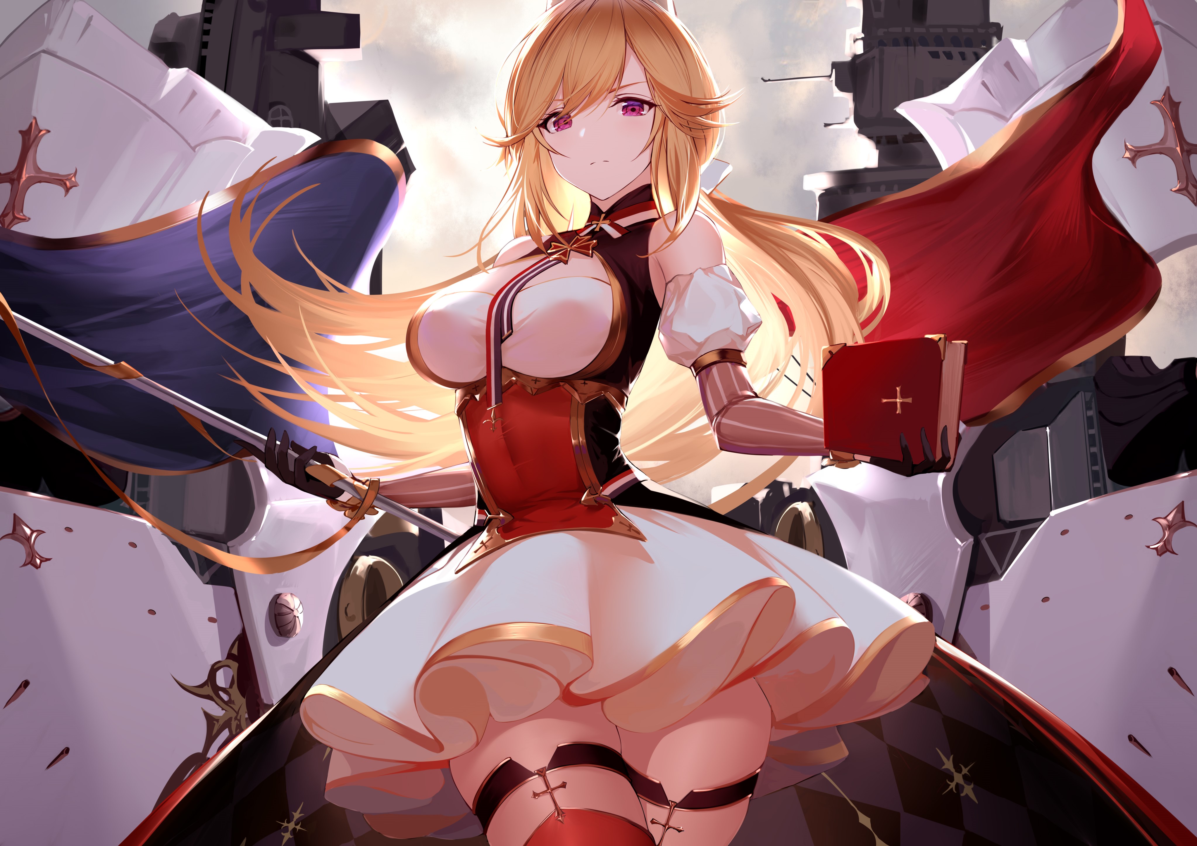 Richelieu from Azur Lane holding a book HD Wallpaper