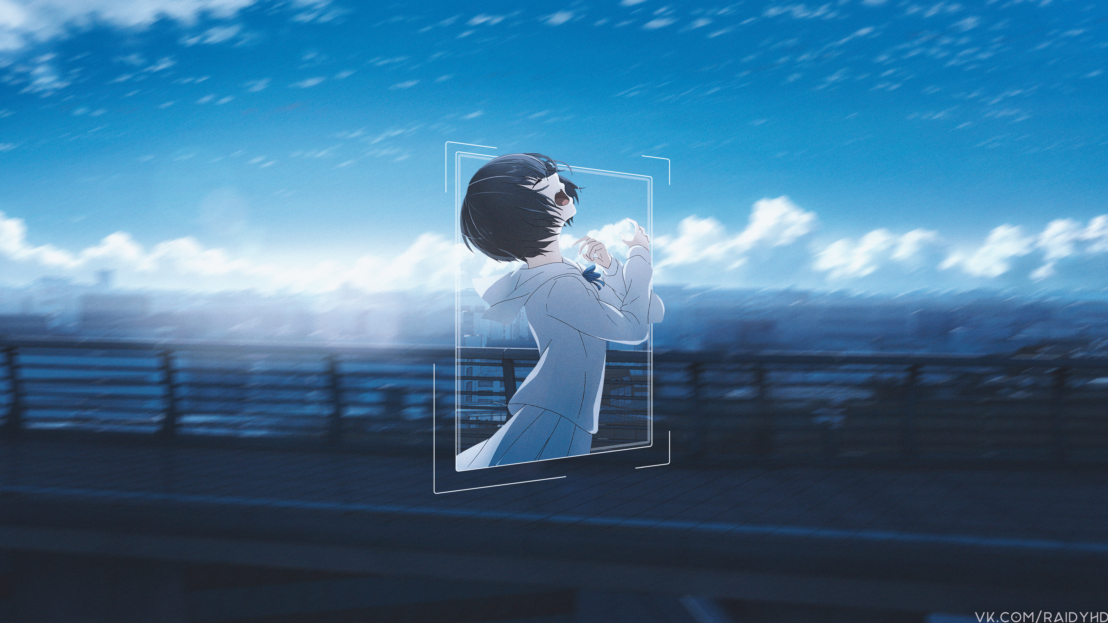 4K Naruse Jun anime girl picture-in-picture HD Wallpaper