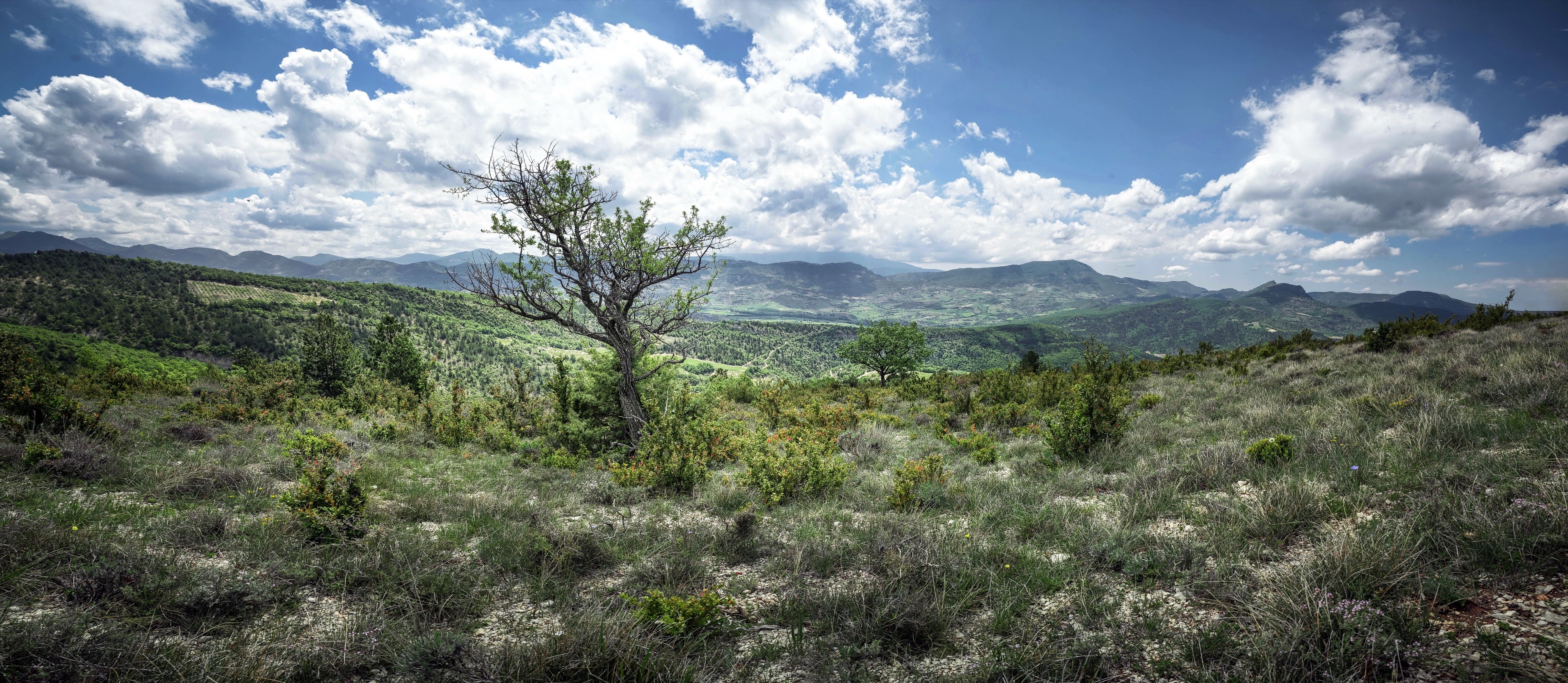 4K Panorama of a Mountain Landscape with Clouds HD Wallpaper