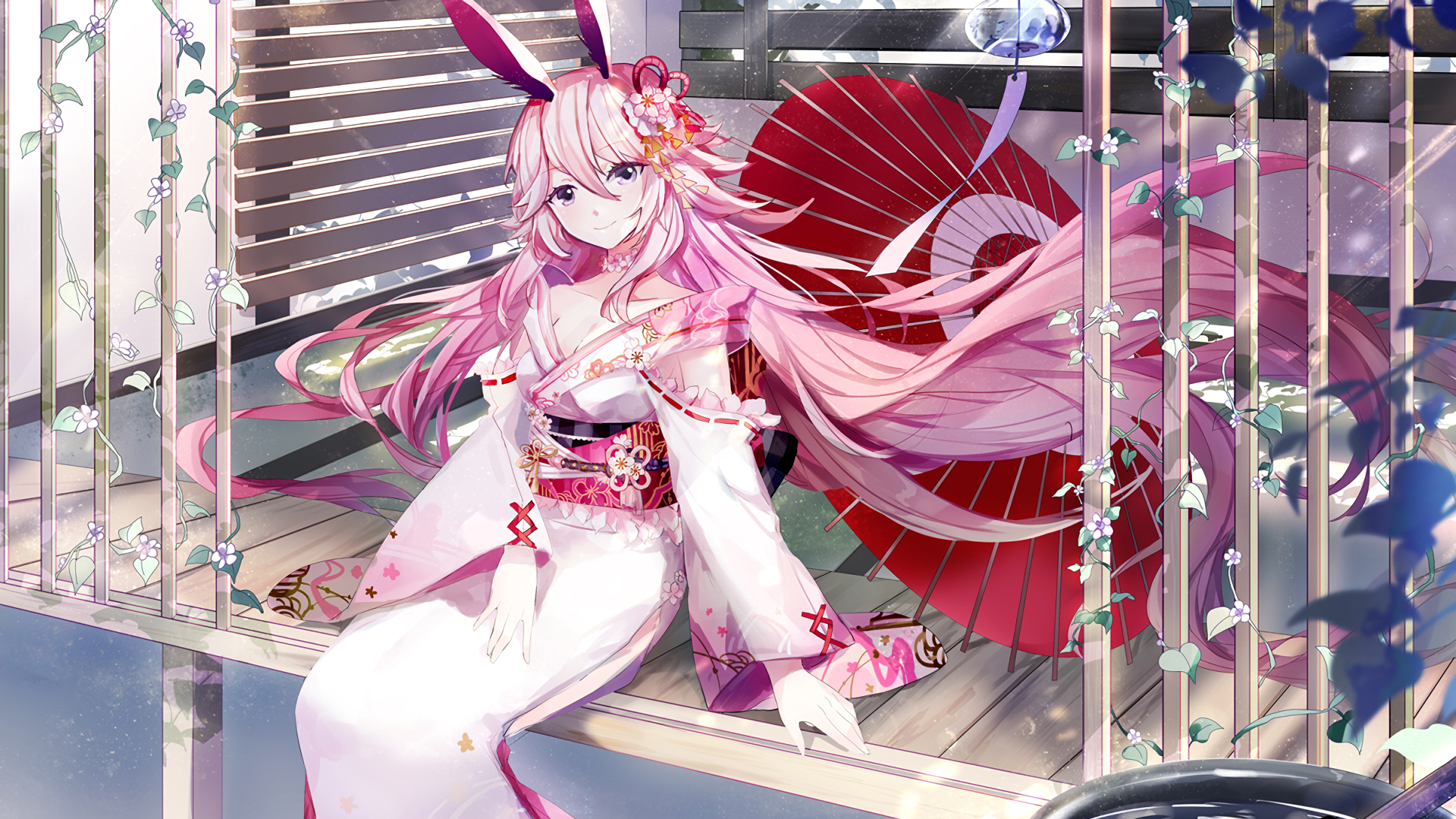 Yae Sakura from Honkai Impact wearing a kimono HD Wallpaper