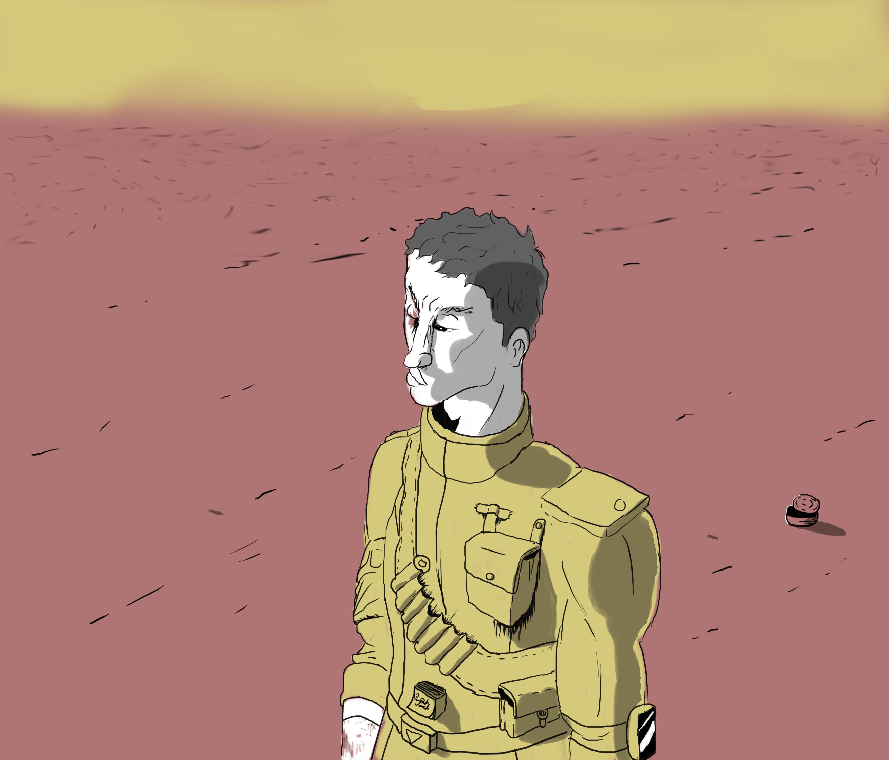 Soldier in a desolate field HD Wallpaper