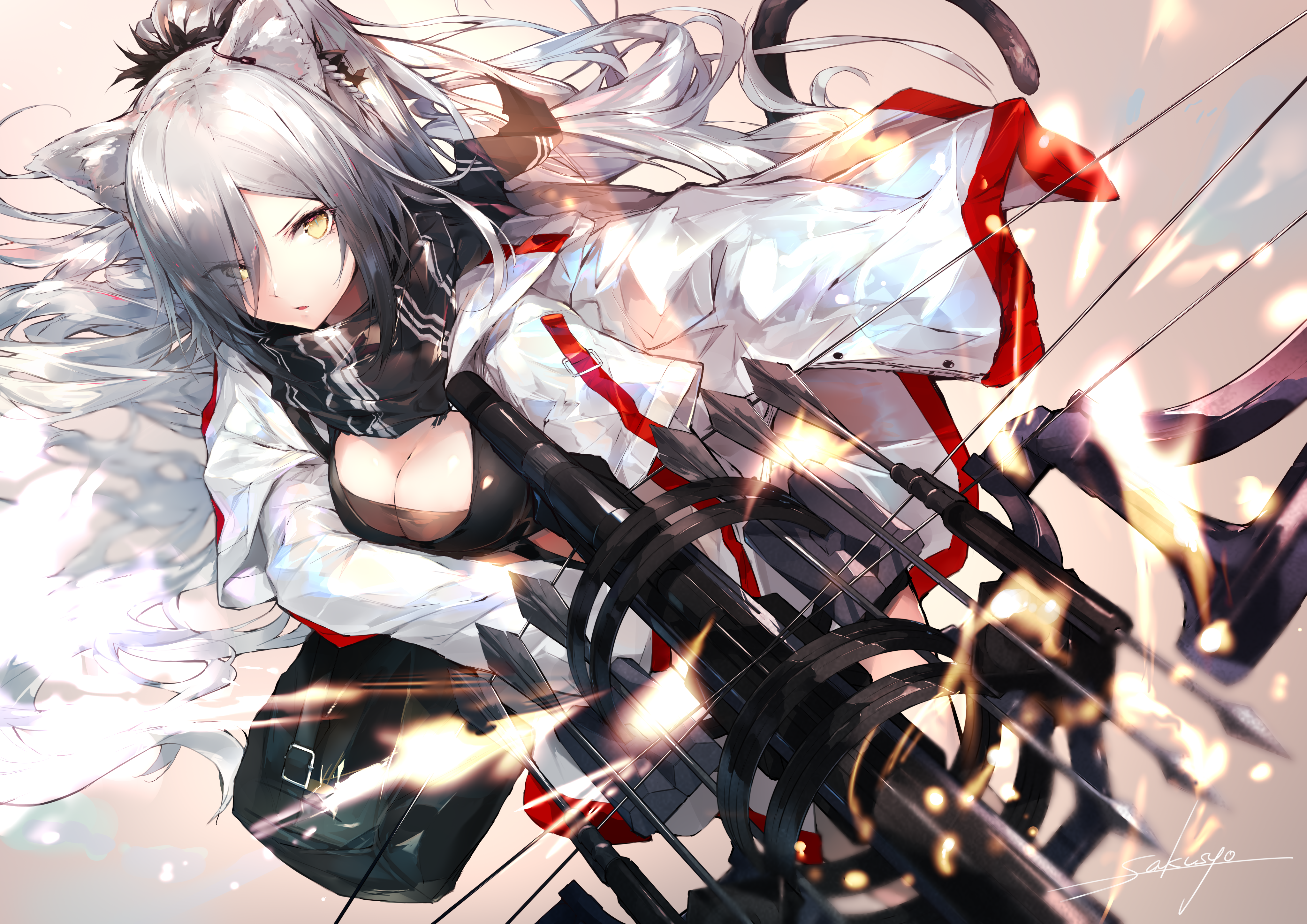 Schwarz from Arknights with a crossbow HD Wallpaper