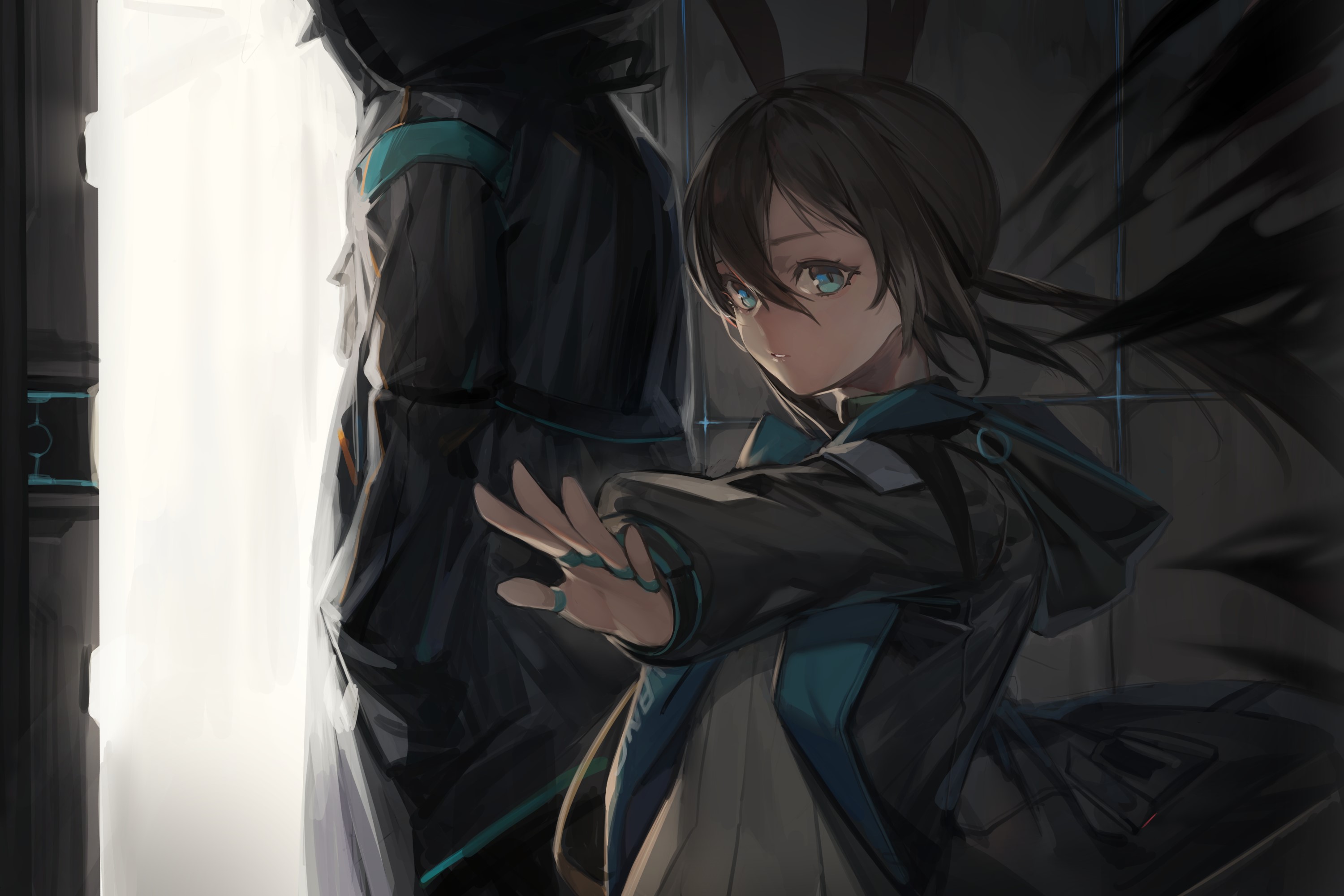 Amiya from Arknights with black wings HD Wallpaper