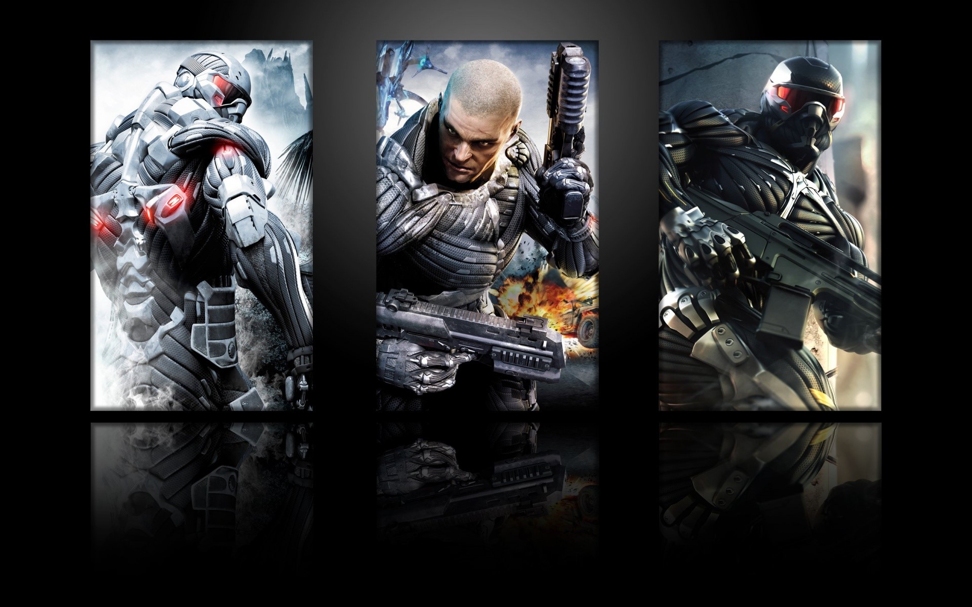 Crysis 2 collage with soldiers in Nanosuits HD Wallpaper