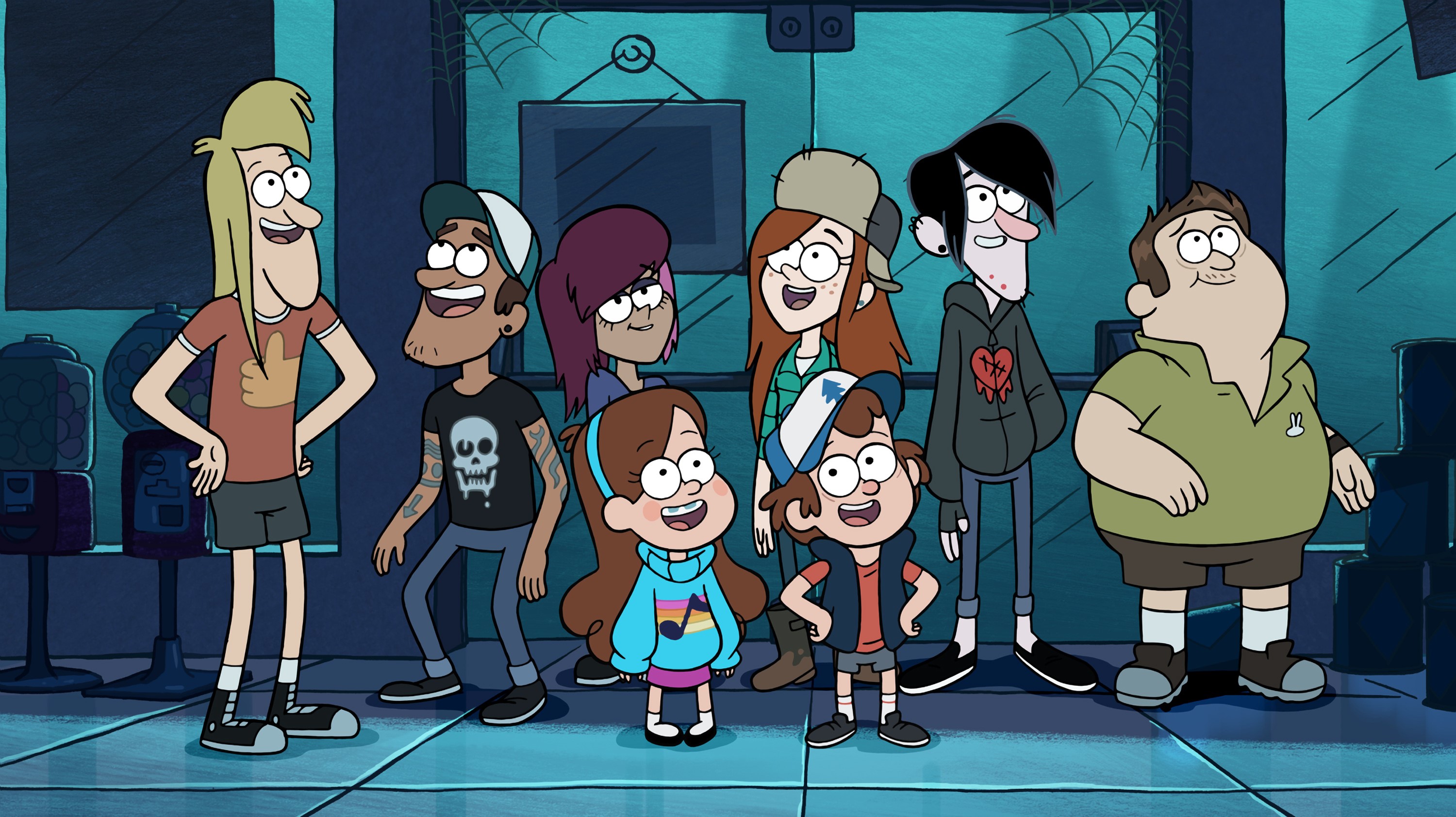 Characters from Gravity Falls standing together HD Wallpaper