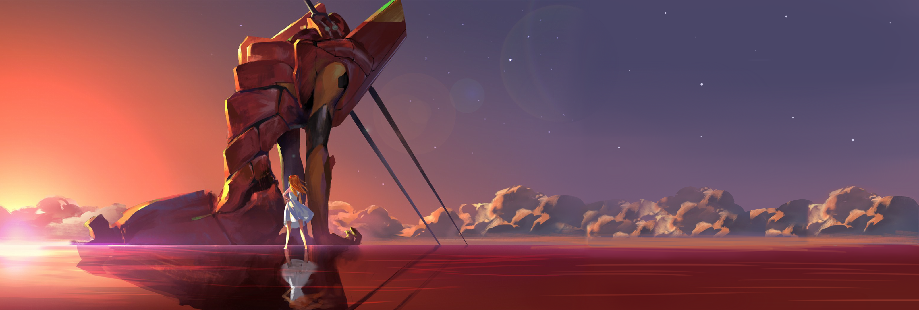 Asuka Langley Soryu and EVA Unit 02 from Neon Genesis Evangelion HD Wallpaper