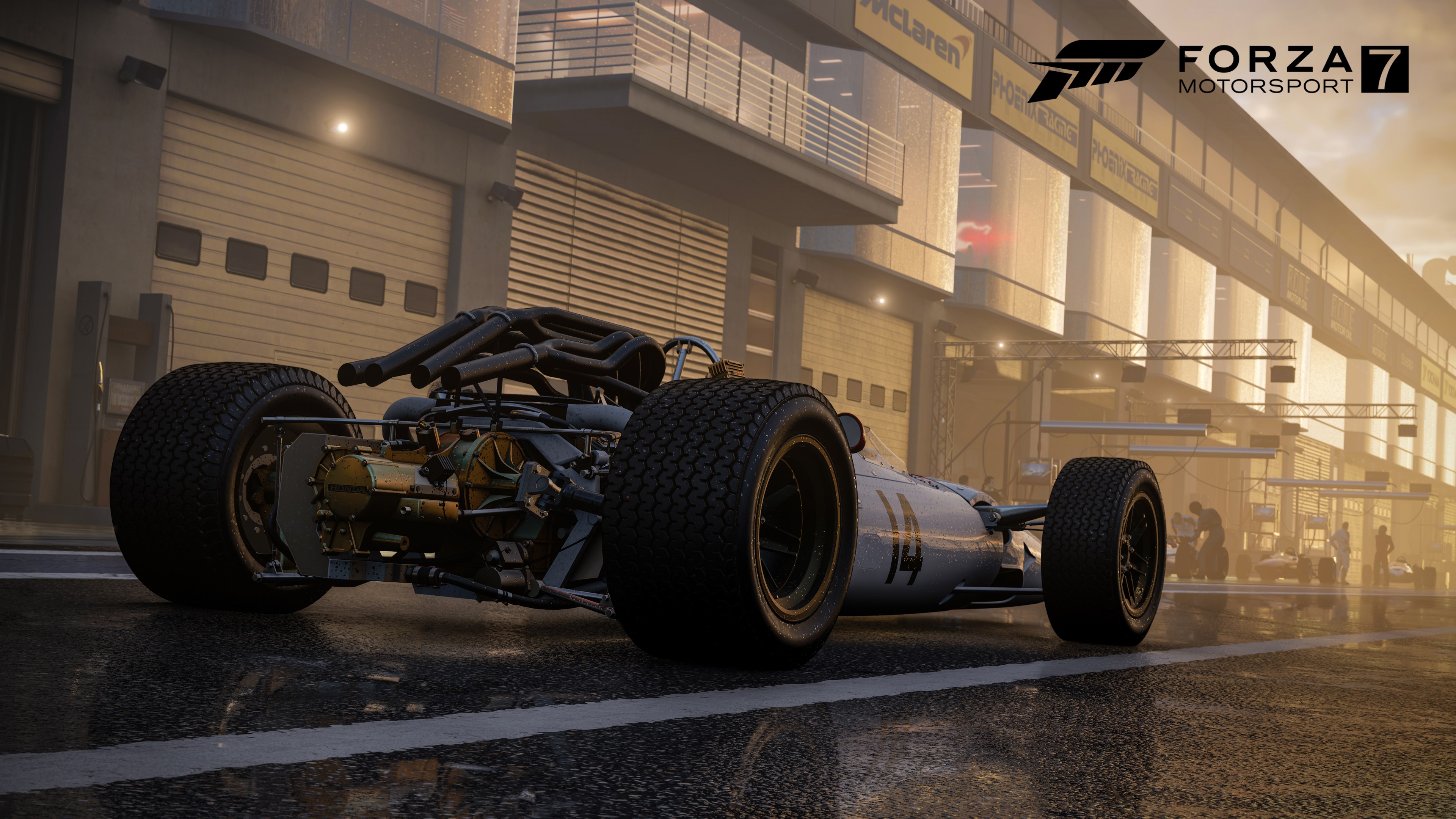 Forza Motorsport 7 race car in pit lane HD Wallpaper