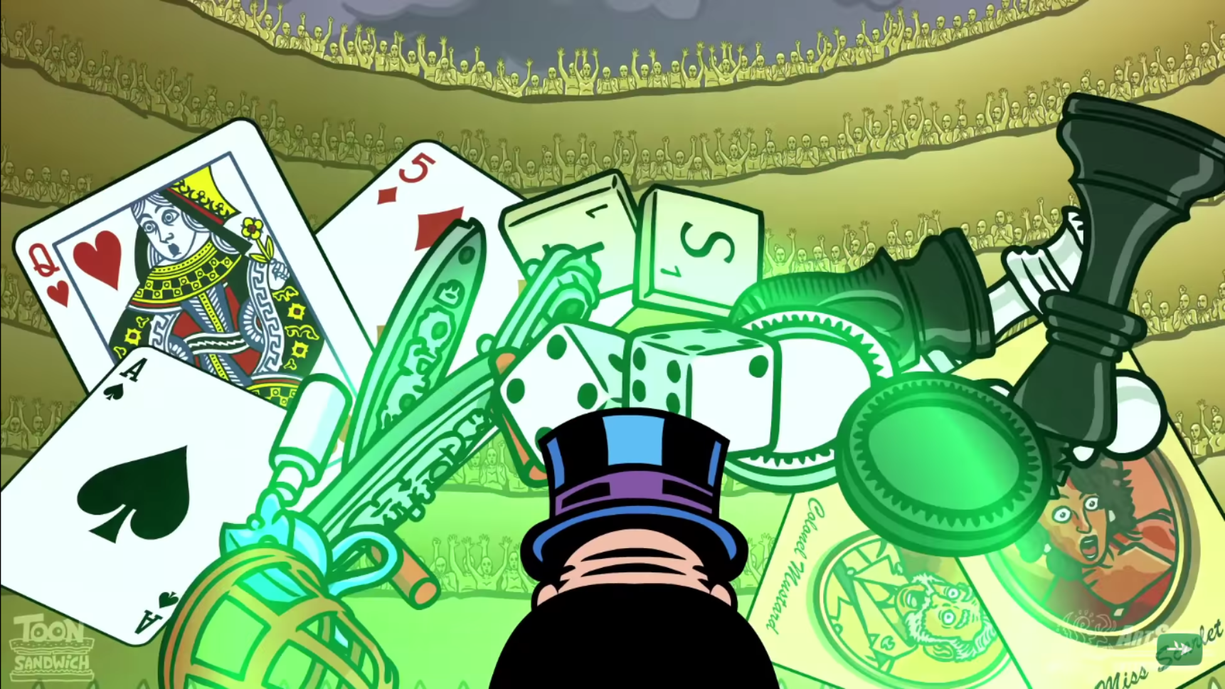 Game pieces and cards with audience HD Wallpaper