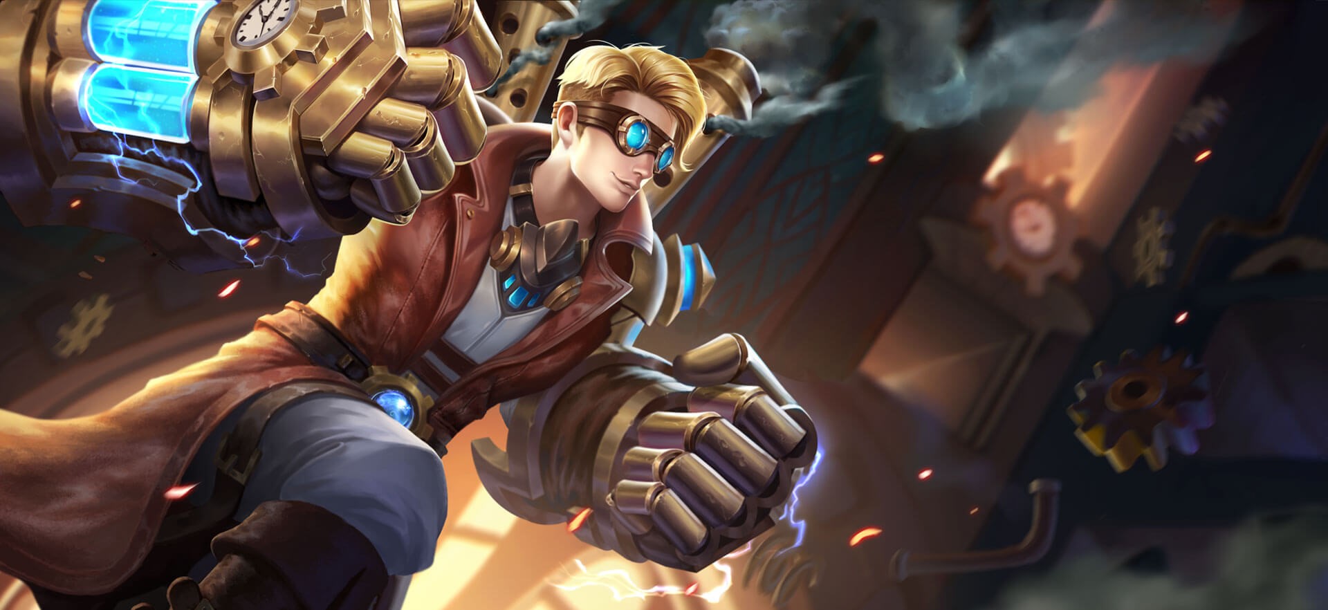 Man with steampunk gauntlets and goggles HD Wallpaper