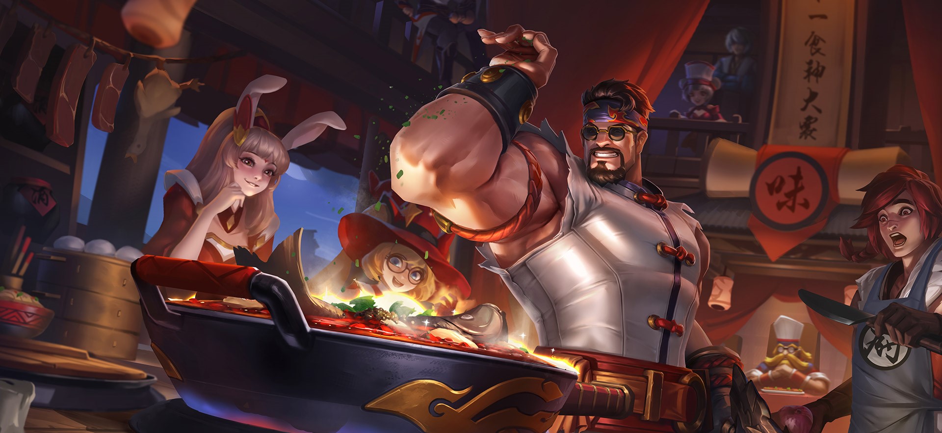 Characters cooking in a restaurant kitchen HD Wallpaper