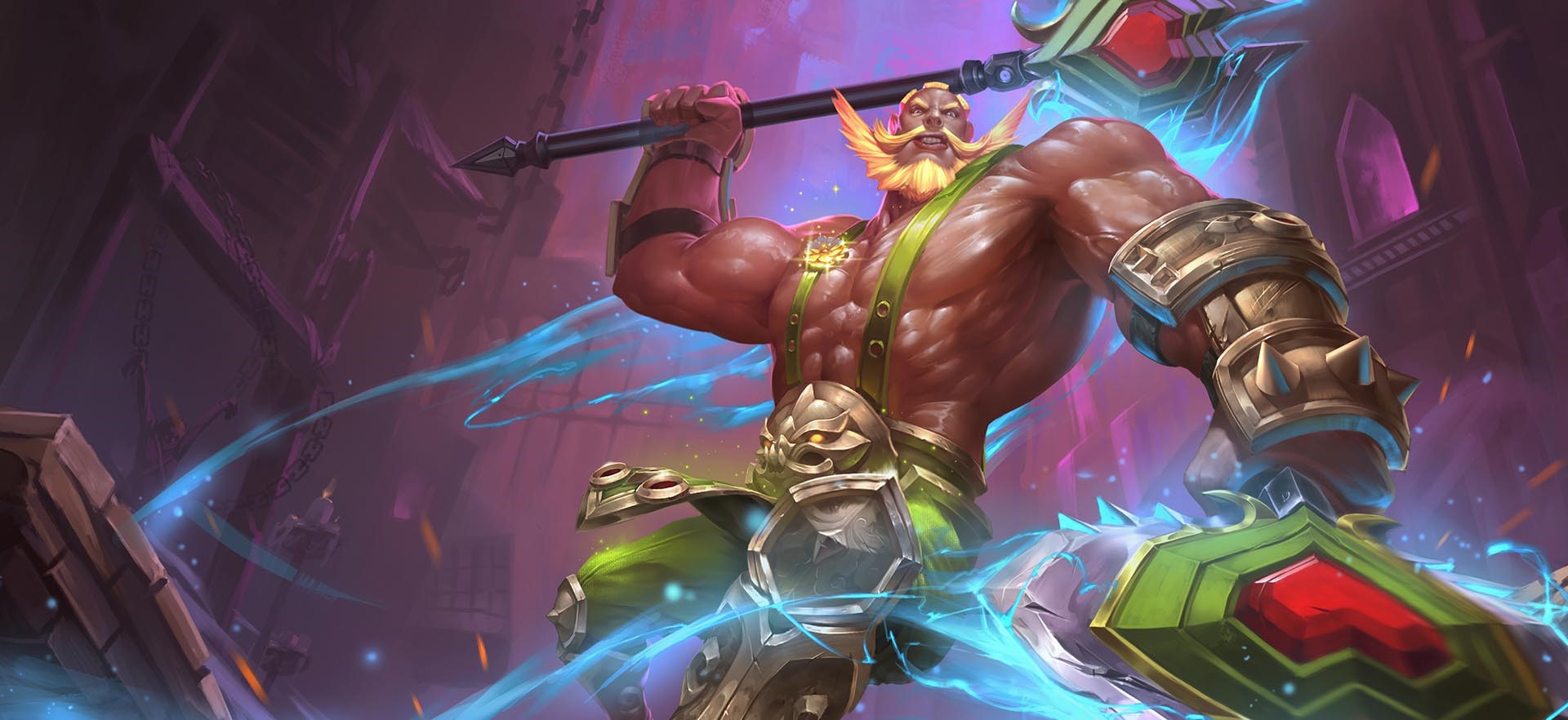 Muscular warrior with axe and shield HD Wallpaper