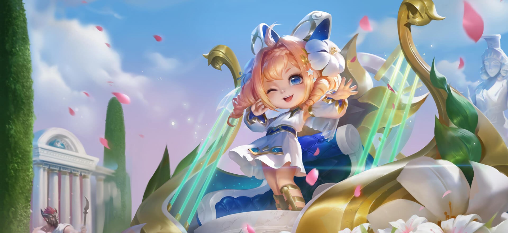 Anime girl with blonde hair and blue eyes HD Wallpaper