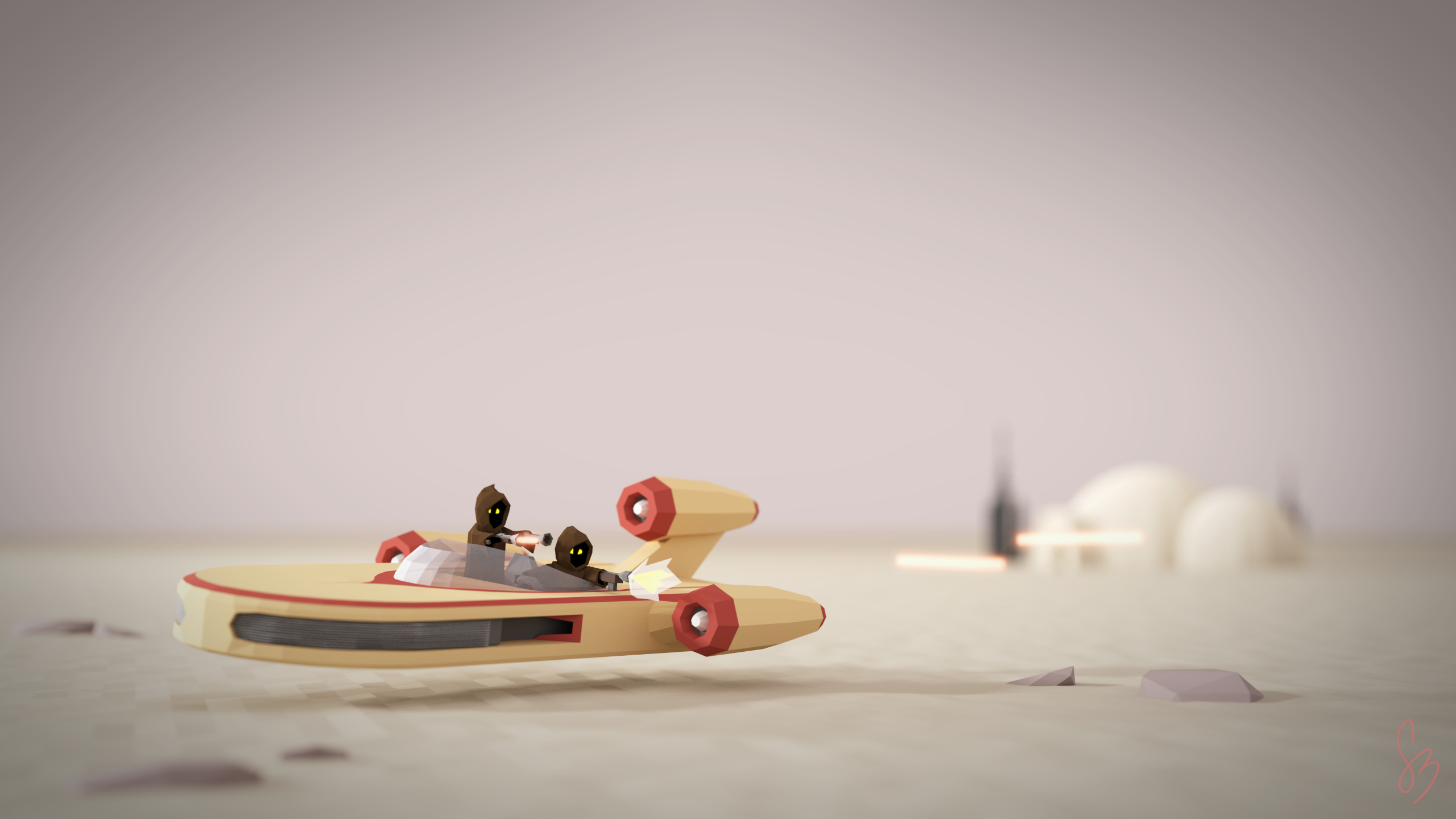Jawas driving a ground speeder on Tatooine HD Wallpaper