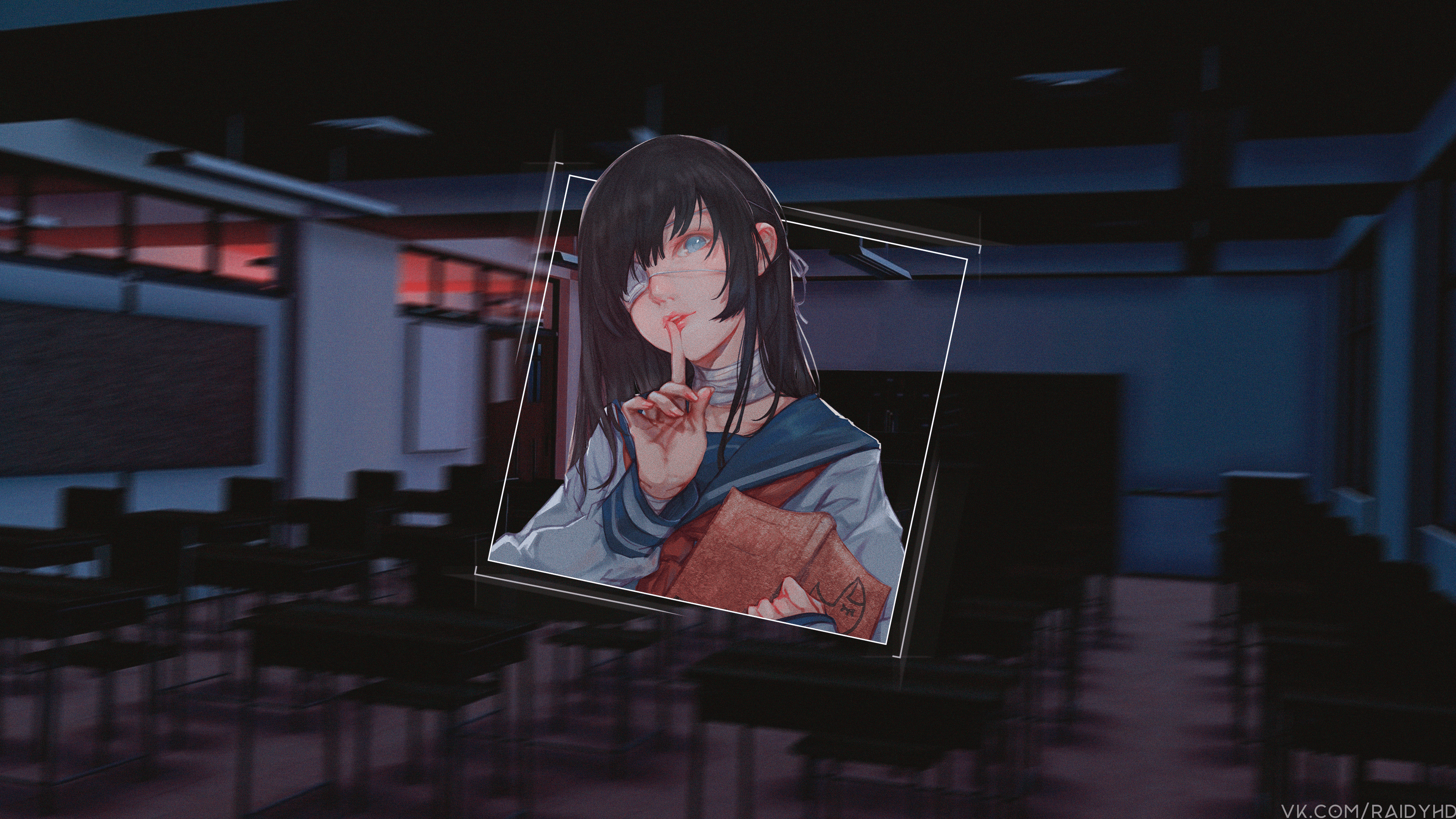 Anime girl in school uniform with book HD Wallpaper